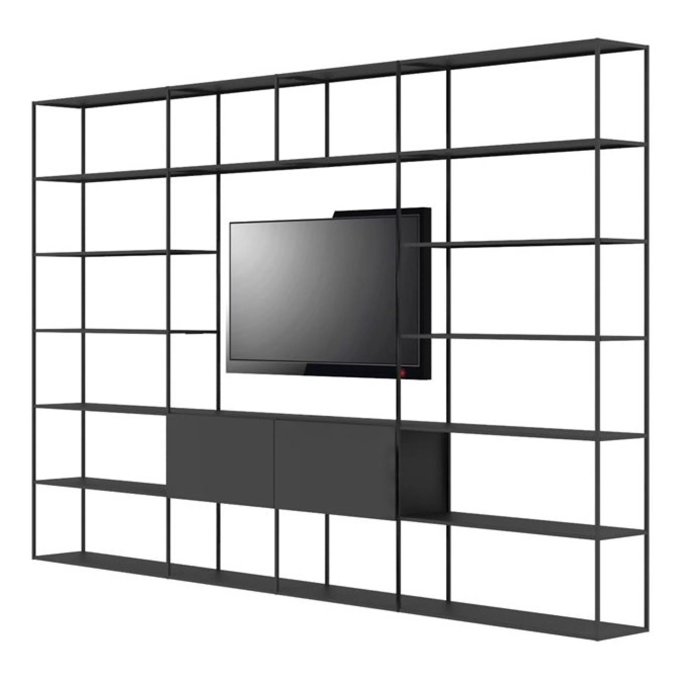 Meubles Tv>Zeus Bibliotheque Easy Irony Tv Metal Noir /Compo F - L 292 X H 226 Cm - Noir Cuivre Sable