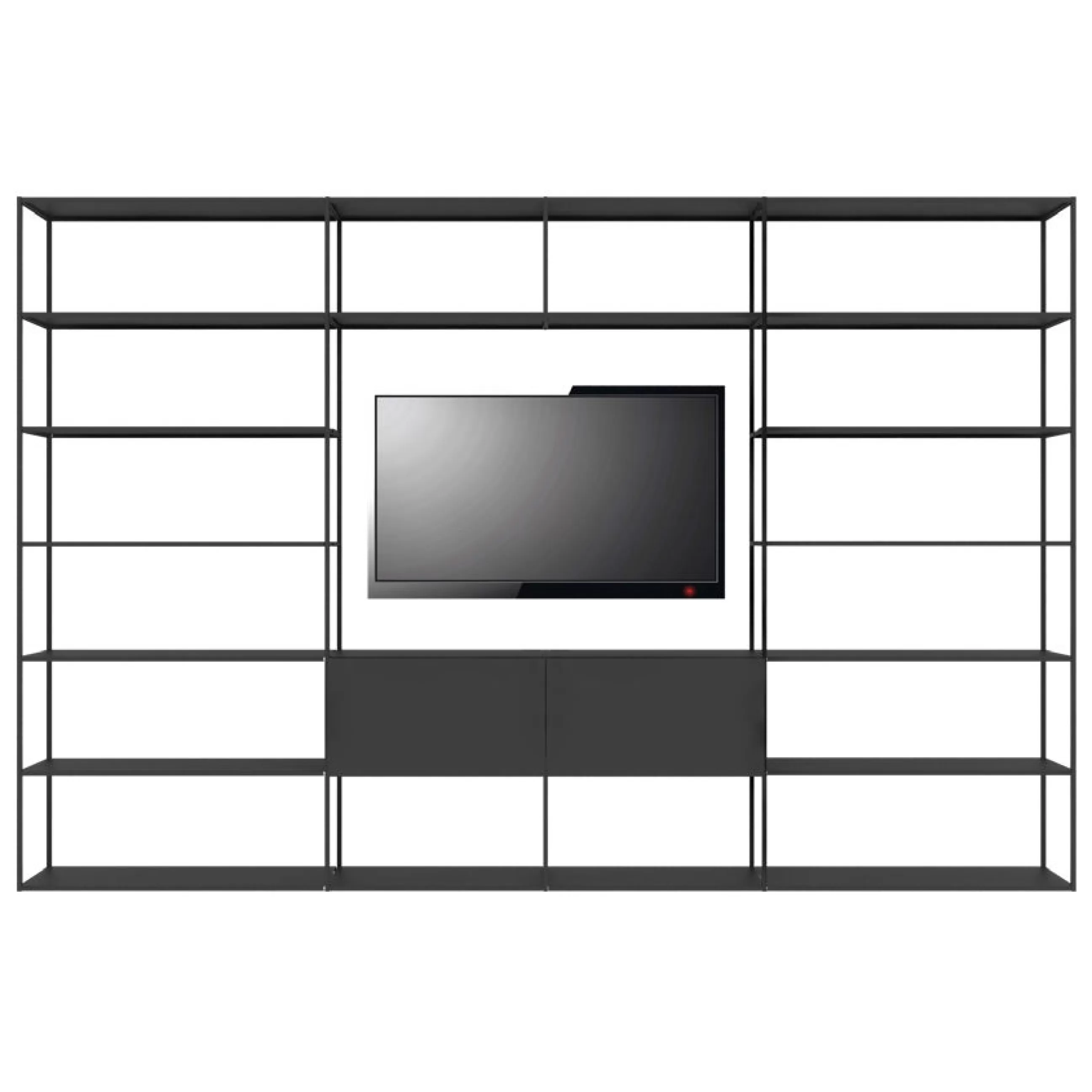 Meubles Tv>Zeus Bibliotheque Easy Irony Tv Metal Noir /Compo G - L 352 X H 226 Cm - Noir Cuivre Sable