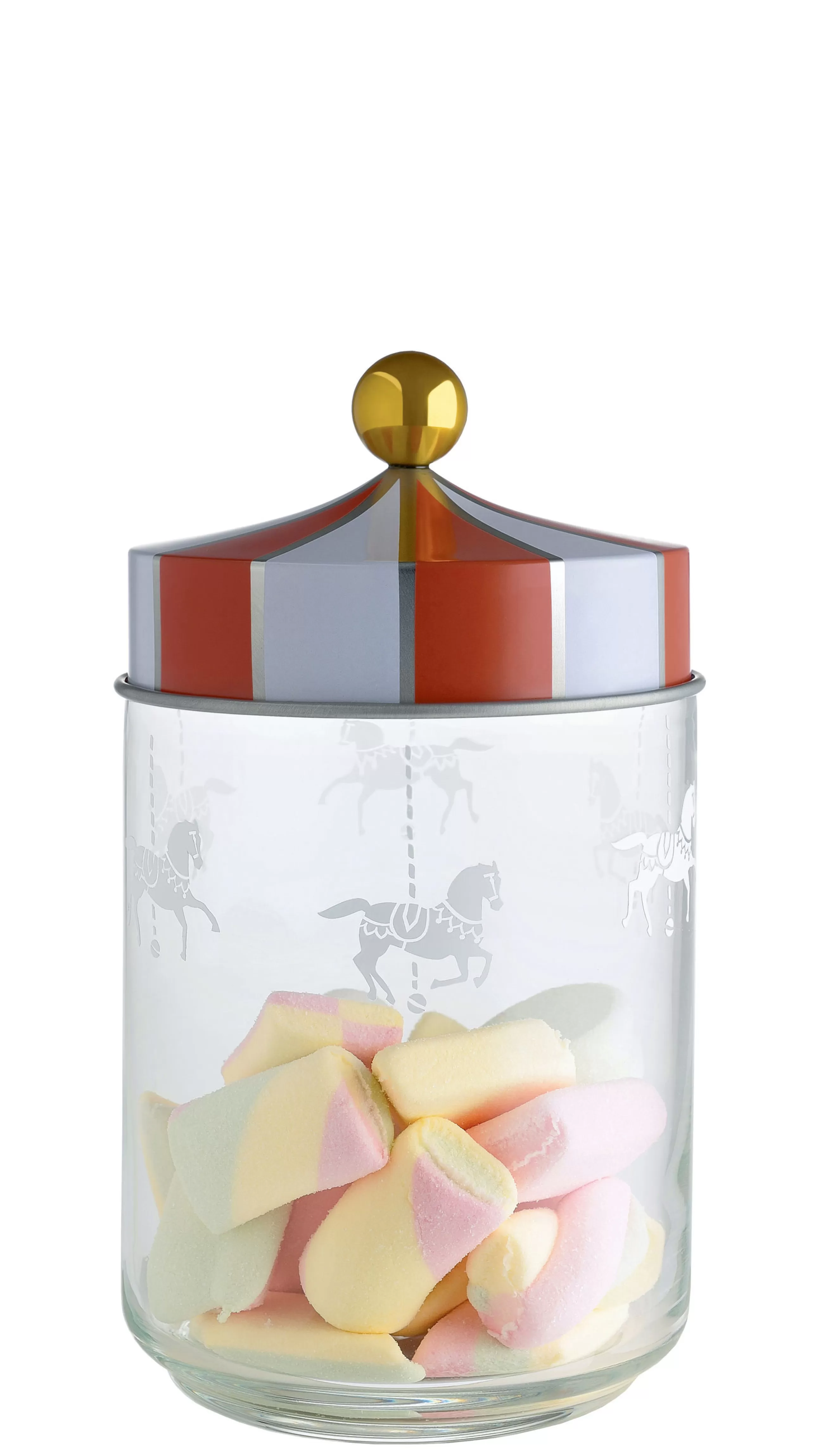 Boîtes Et Conservation>Alessi Bocal Hermetique Circus Metal Verre Blanc Rouge Transparent / 100 Cl - Verre & Metal - Blanc - Or - Rouge - Transparent