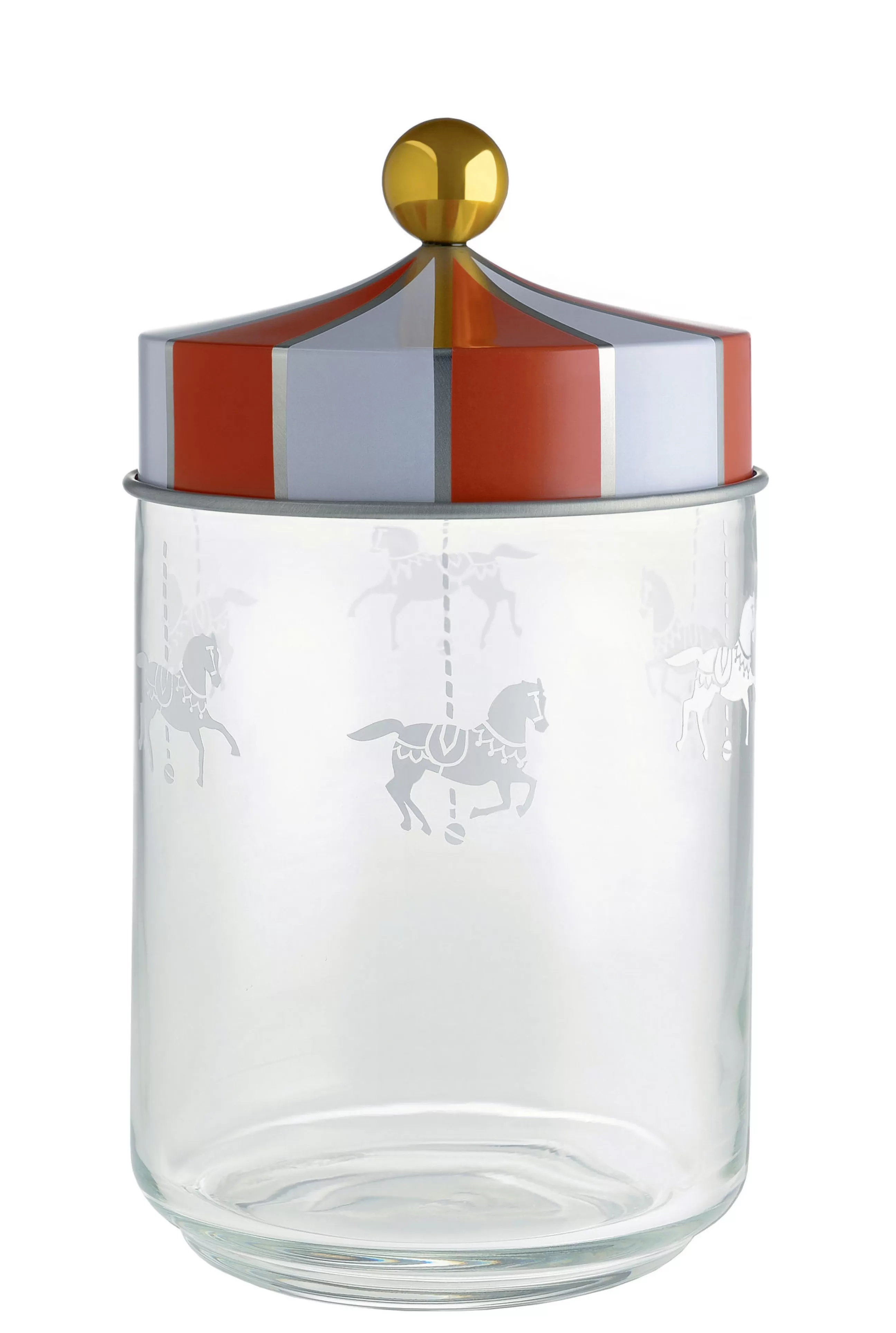 Boîtes Et Conservation>Alessi Bocal Hermetique Circus Metal Verre Blanc Rouge Transparent / 100 Cl - Verre & Metal - Blanc - Or - Rouge - Transparent