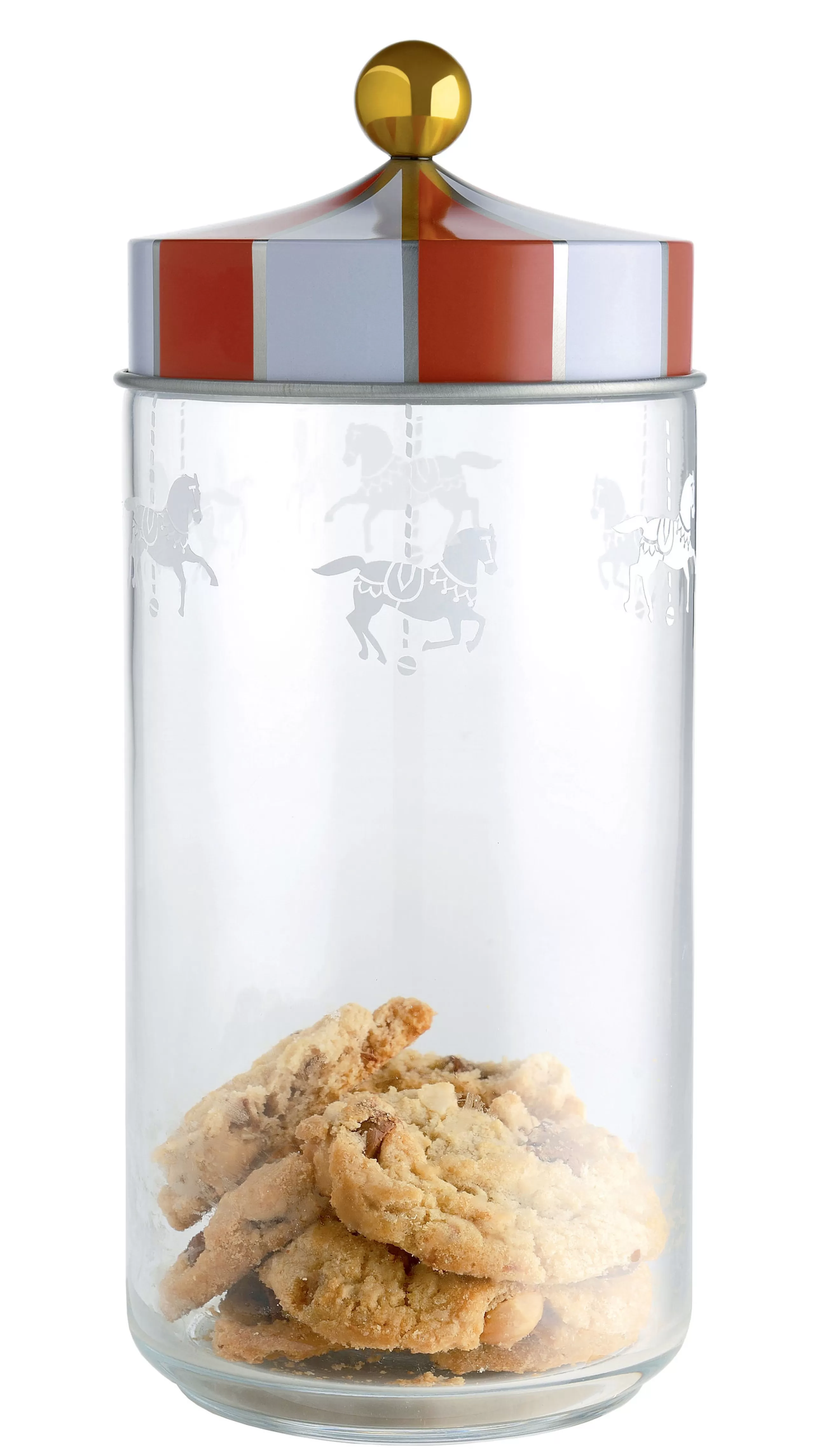 Boîtes Et Conservation>Alessi Bocal Hermetique Circus Metal Verre Blanc Rouge Transparent / 150 Cl - Verre & Metal - Blanc - Or - Rouge - Transparent
