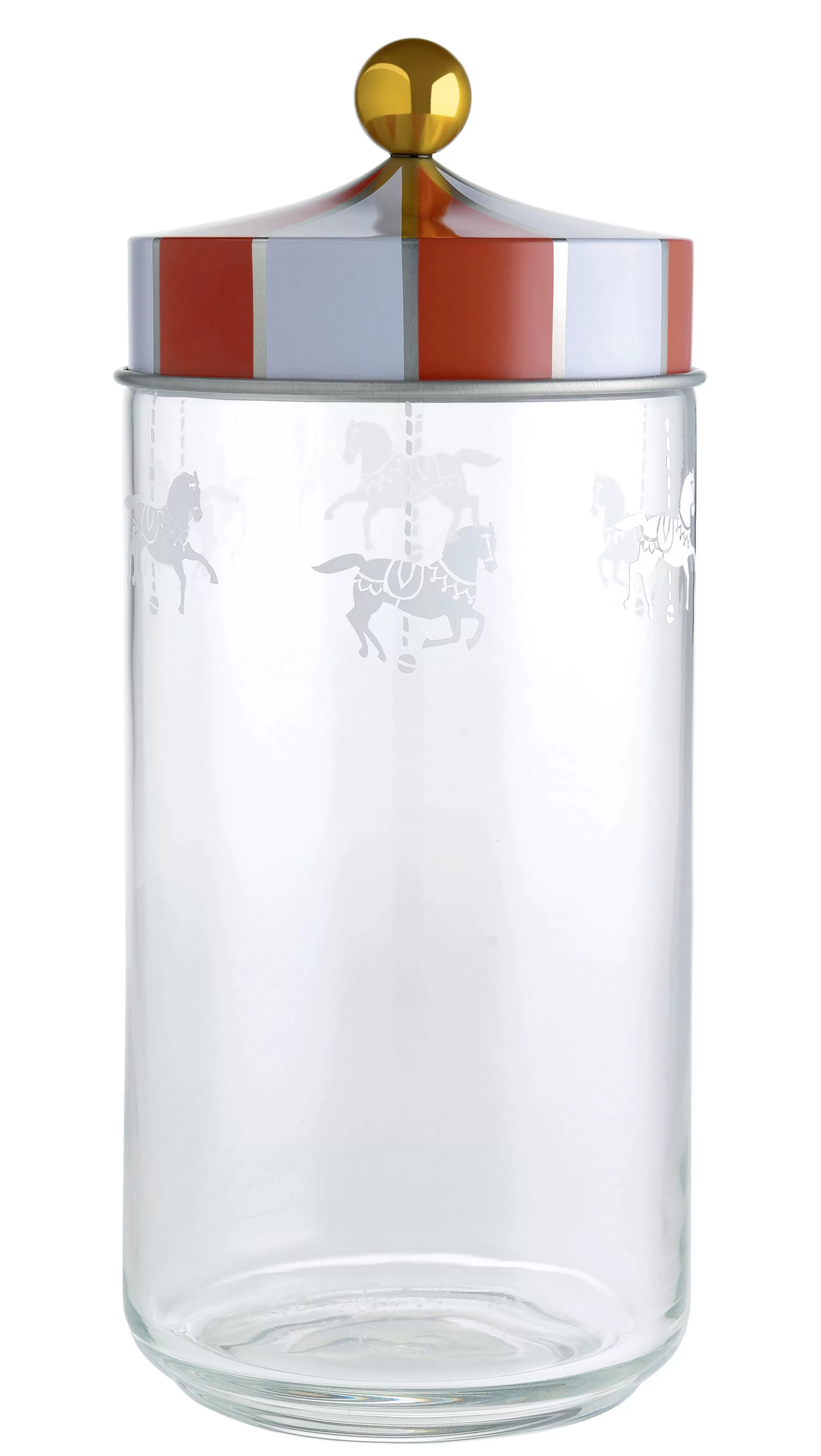 Boîtes Et Conservation>Alessi Bocal Hermetique Circus Metal Verre Blanc Rouge Transparent / 150 Cl - Verre & Metal - Blanc - Or - Rouge - Transparent