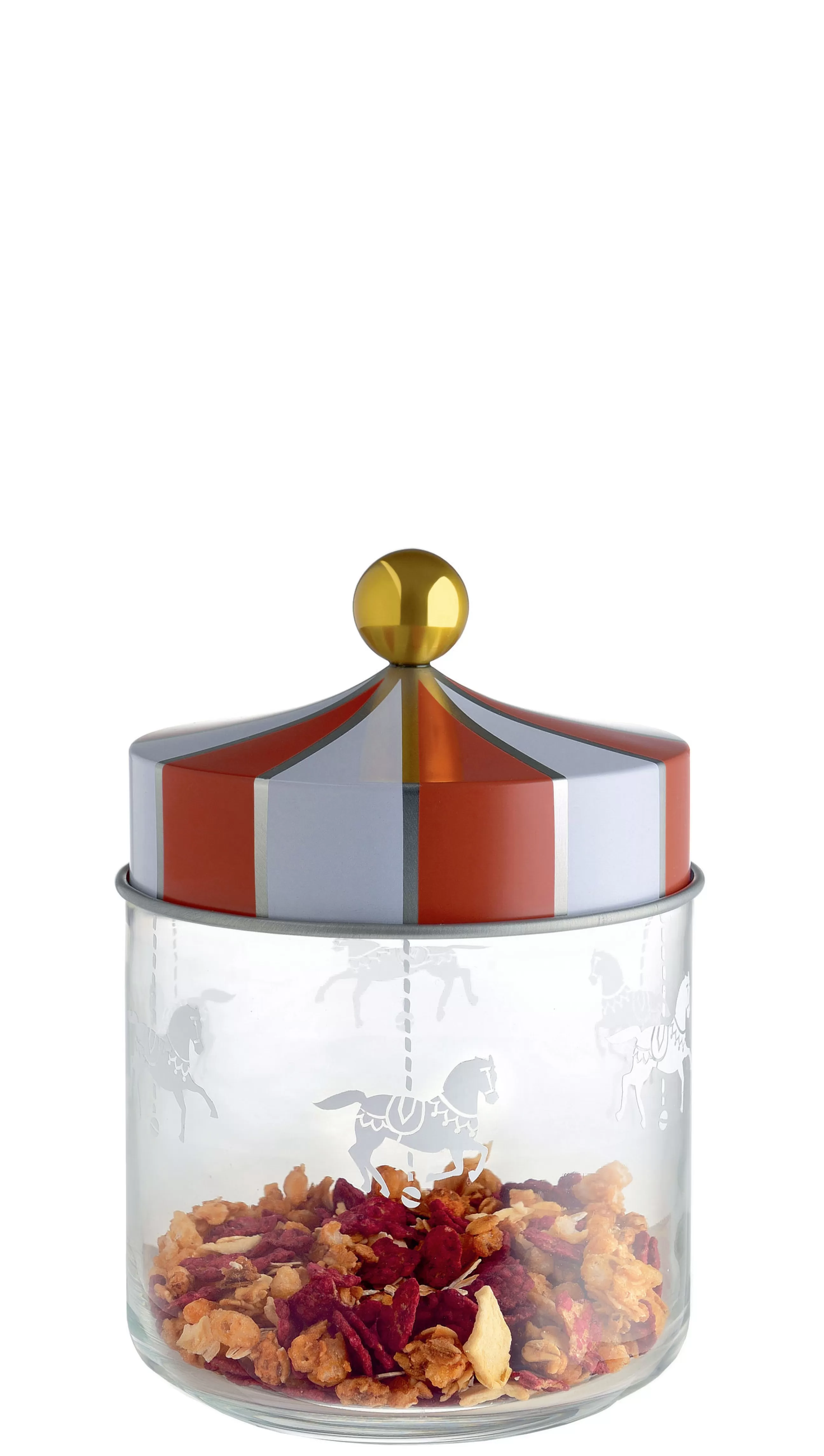 Boîtes Et Conservation>Alessi Bocal Hermetique Circus Metal Verre Blanc Rouge Transparent / 75 Cl - Verre & Metal - Blanc - Or - Rouge - Transparent