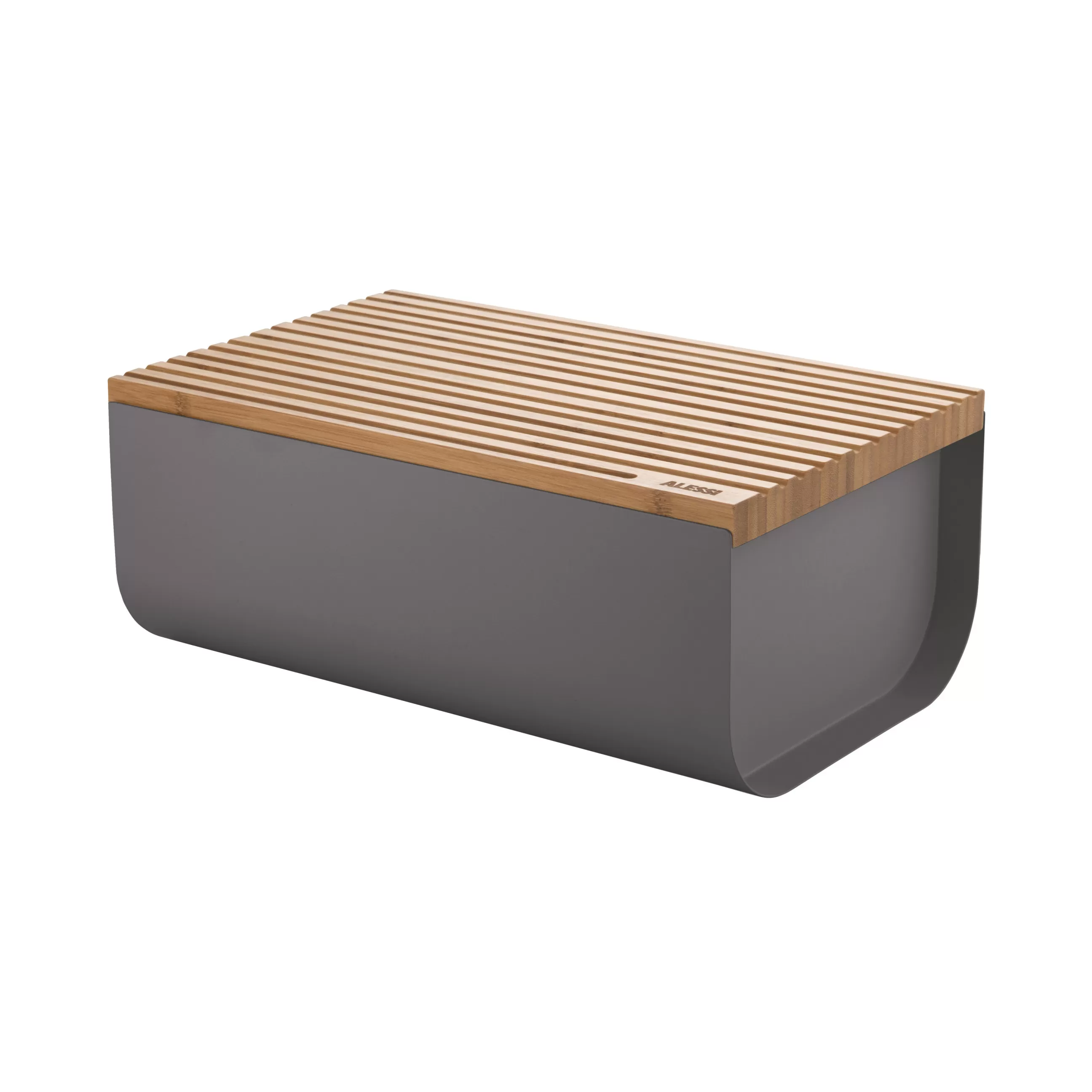 Boîtes Et Conservation>Alessi Boite A Pain Mattina Metal Bois Gris / Acier & Bambou - 34 X 21 Cm - Anthracite - Bambou