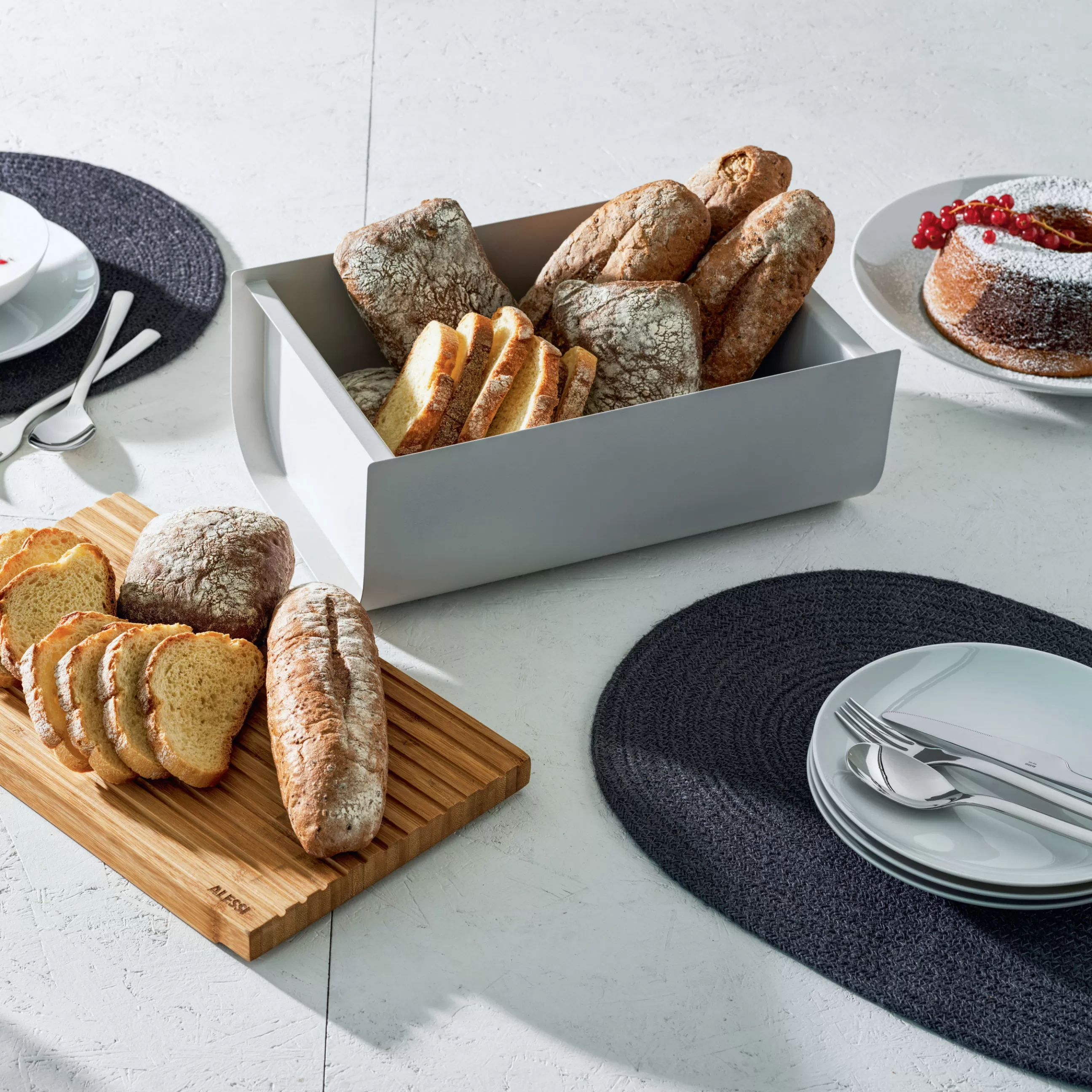 Boîtes Et Conservation>Alessi Boite A Pain Mattina Metal Bois Gris / Acier & Bambou - 34 X 21 Cm - Anthracite - Bambou