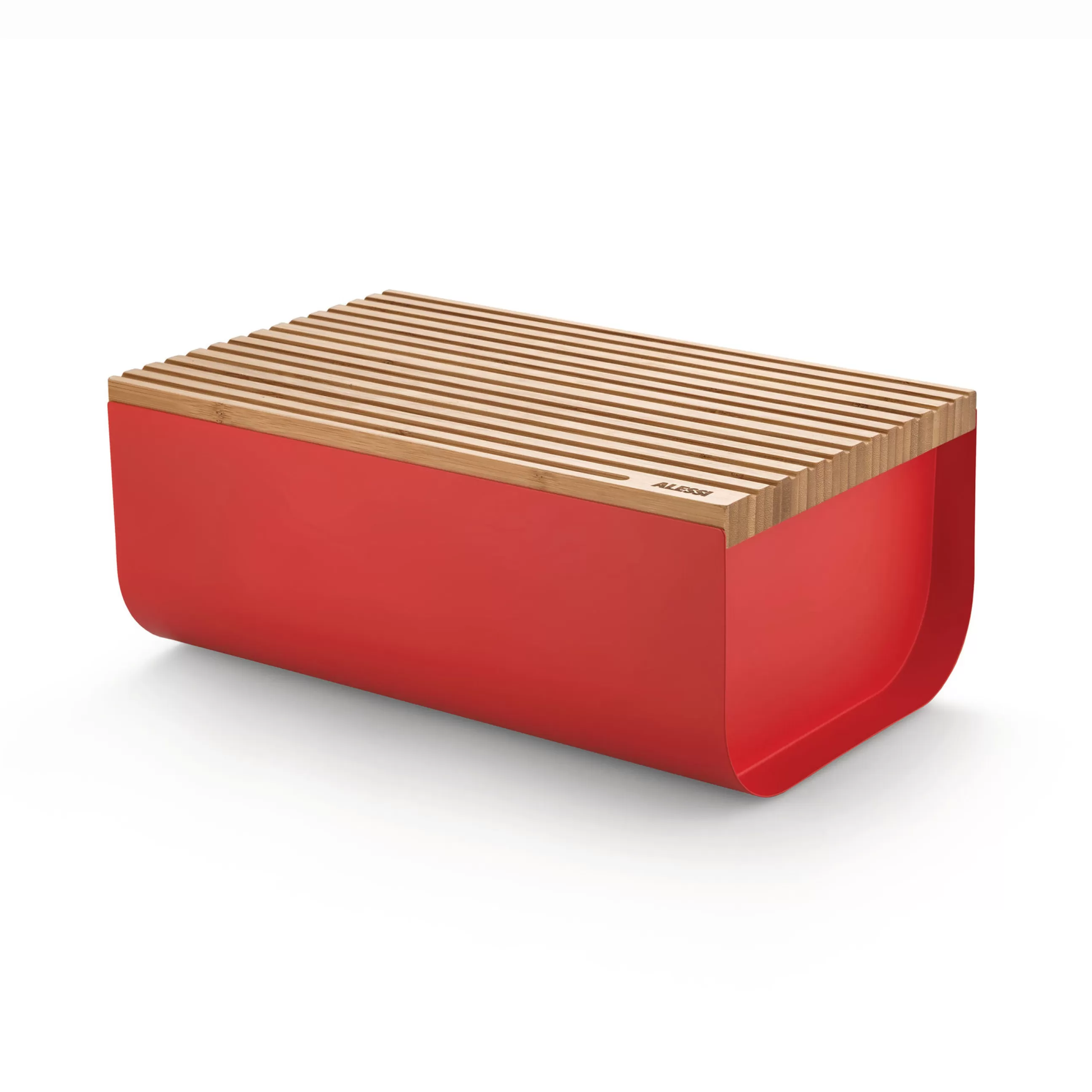 Boîtes Et Conservation>Alessi Boite A Pain Mattina Metal Bois Rouge / Acier & Bambou - 34 X 21 Cm - Bambou - Rouge