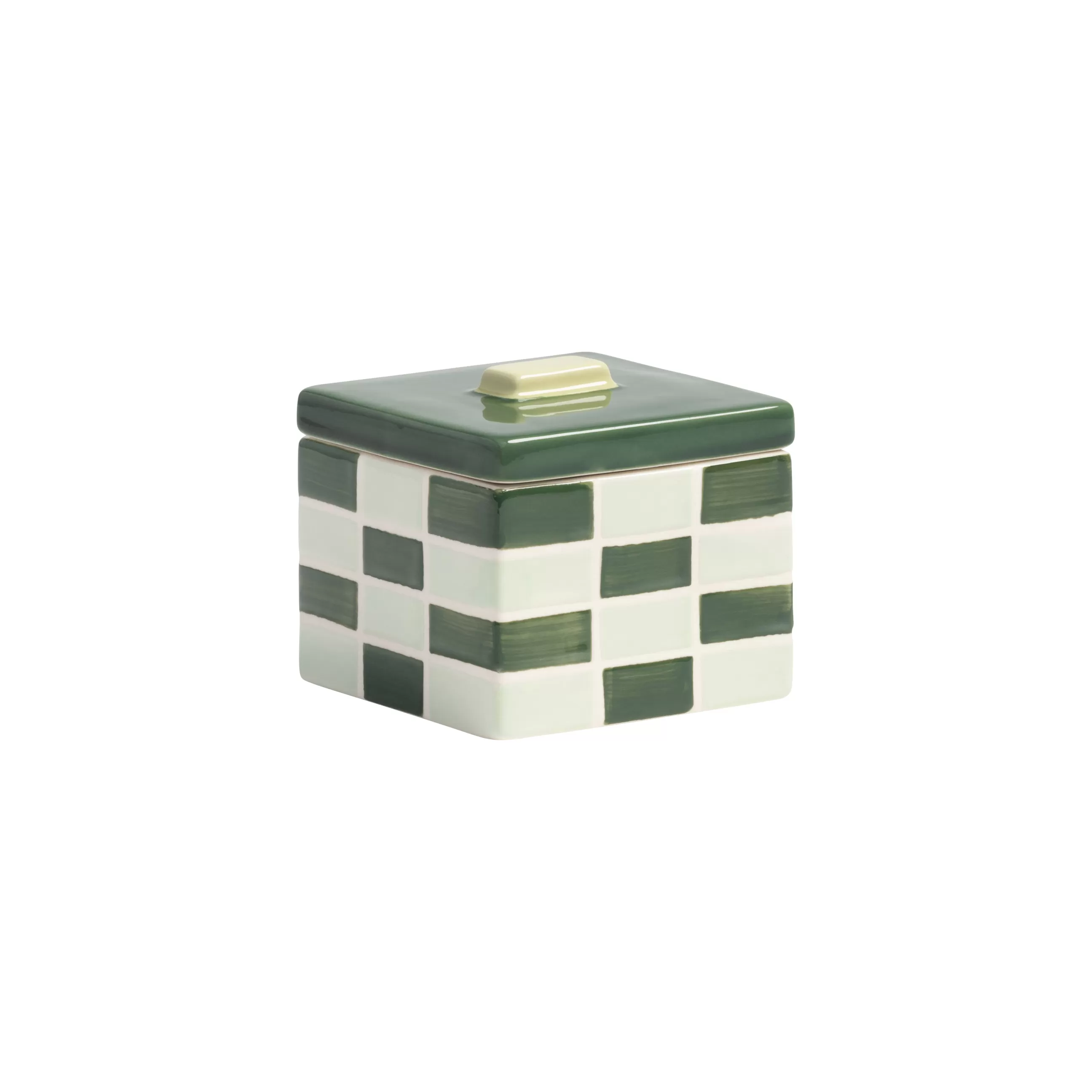 Boîtes Et Conservation>& klevering Boite Carre Small Ceramique/ 8 X 8 X H 7 Cm - Gres - Vert