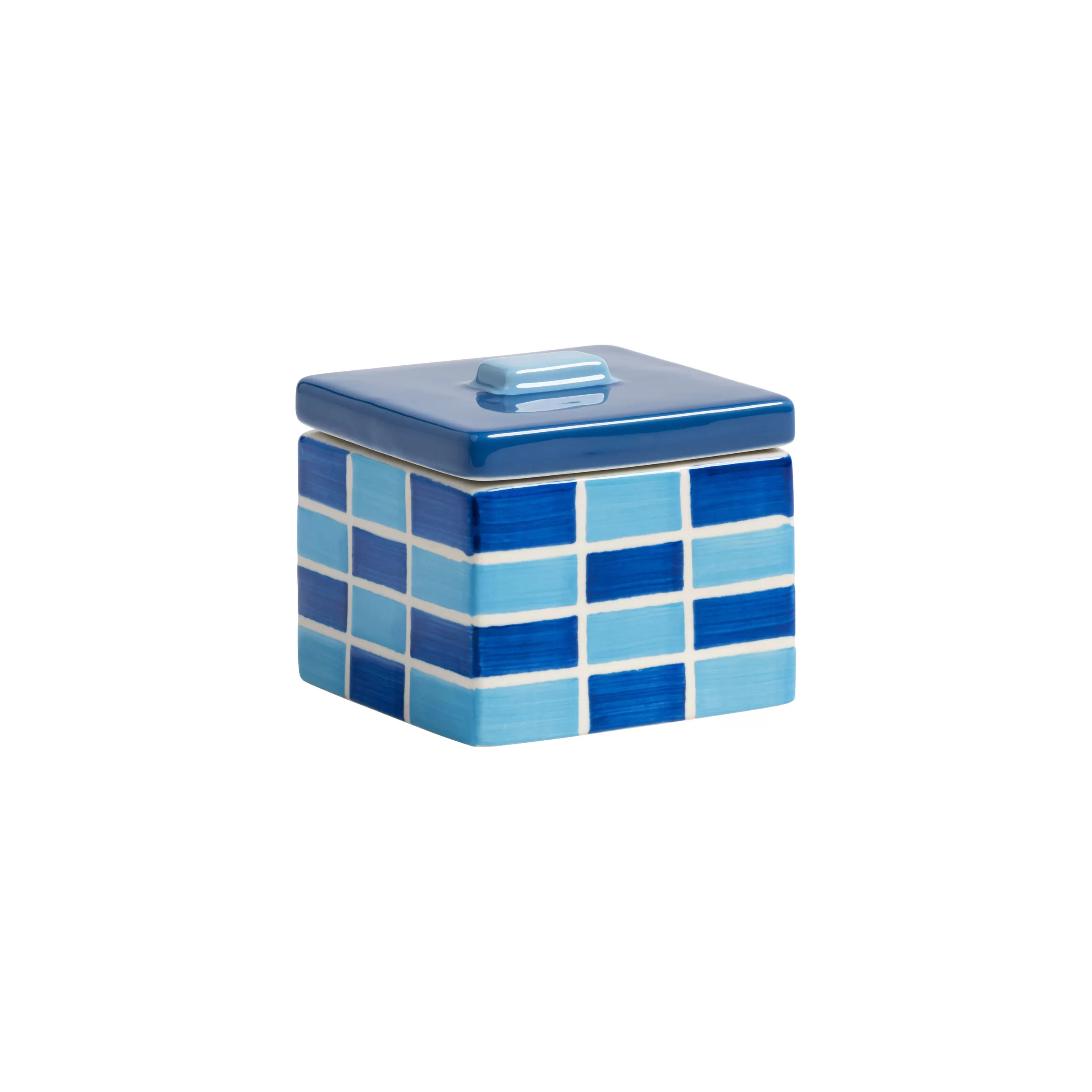 Boîtes Et Conservation>& klevering Boite Carre Small Ceramique/ 8 X 8 X H 7 Cm - Gres - Bleu