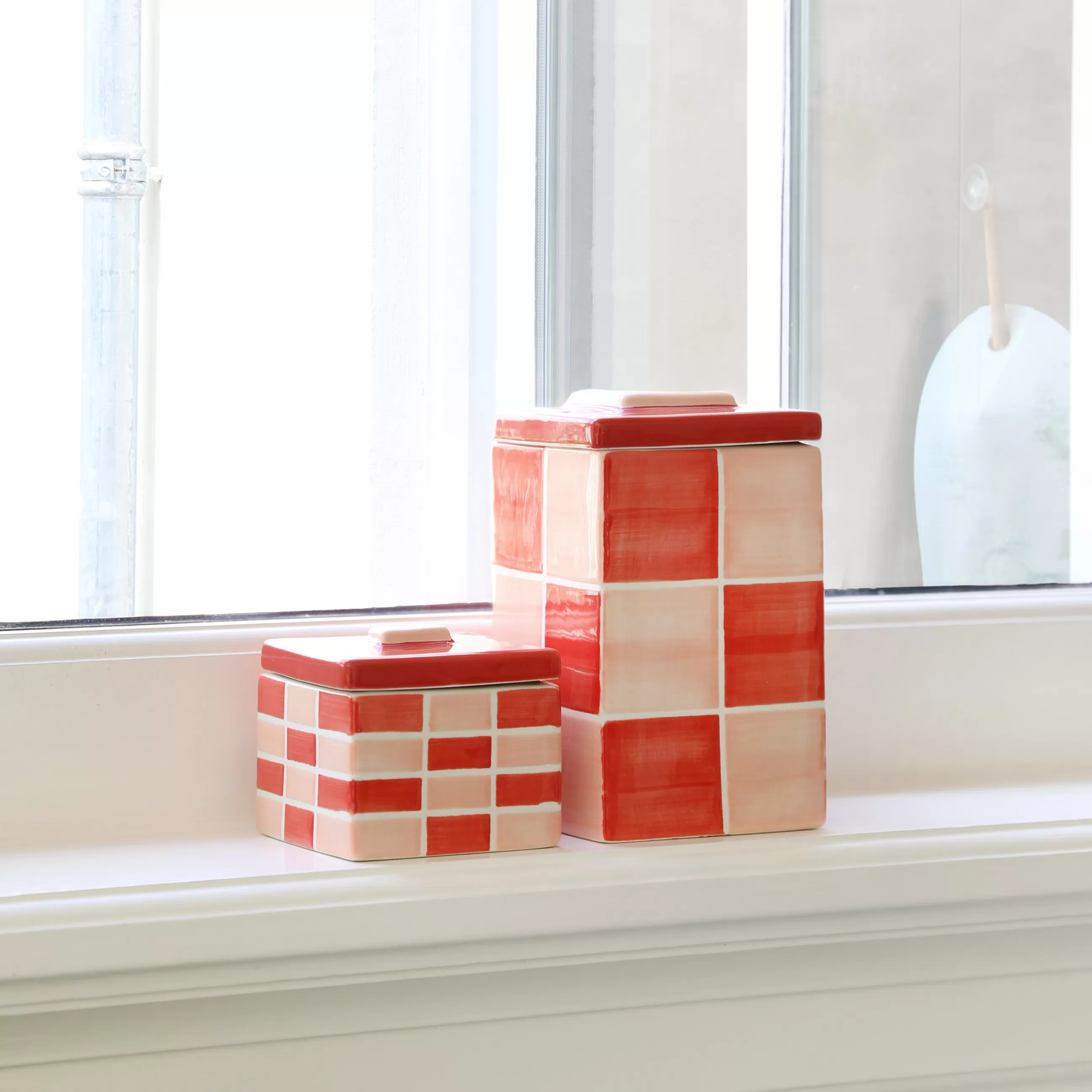 Boîtes Et Conservation>& klevering Boite Carre Small Ceramique/ 8 X 8 X H 7 Cm - Gres - Rose