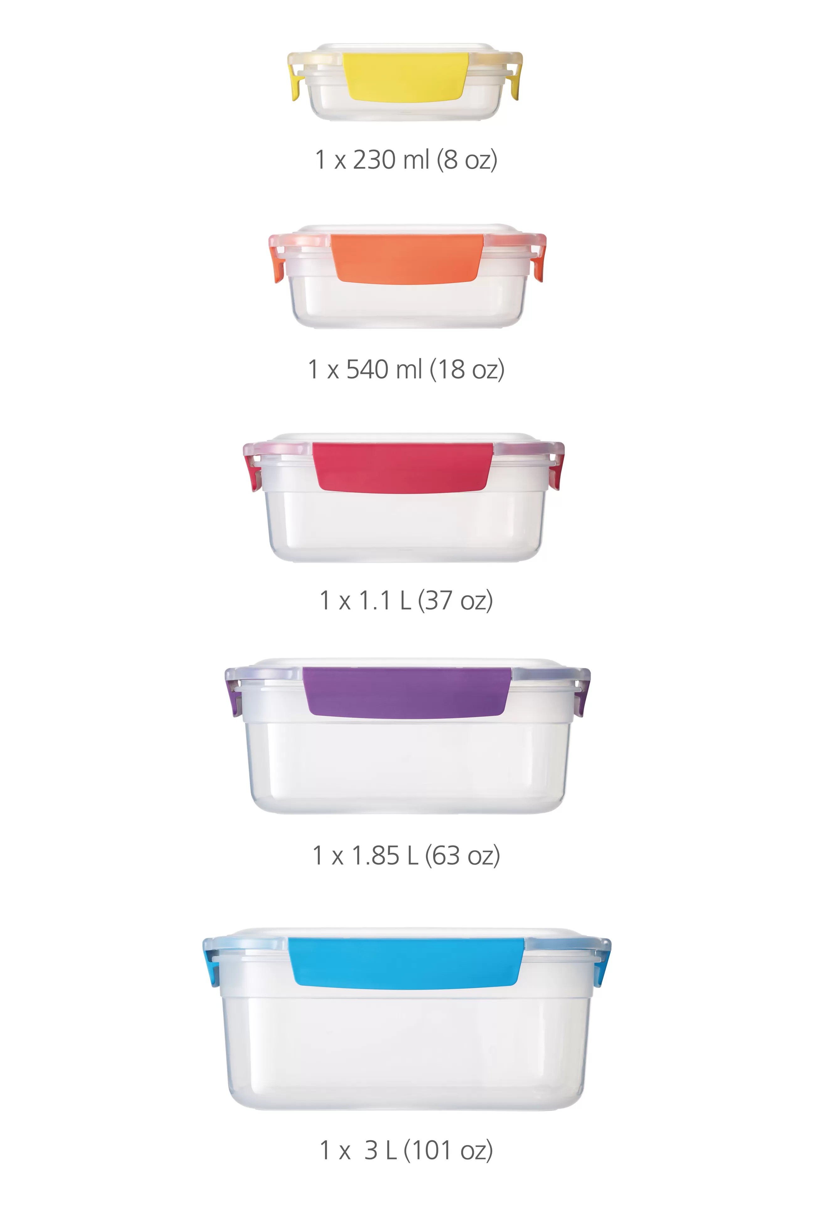 Boîtes Et Conservation>Joseph Joseph Boite Hermetique Nest Lock Plastique Multicolore / Set De 5 Emboitables - Multi-Tailles - Multicolore - Transparent
