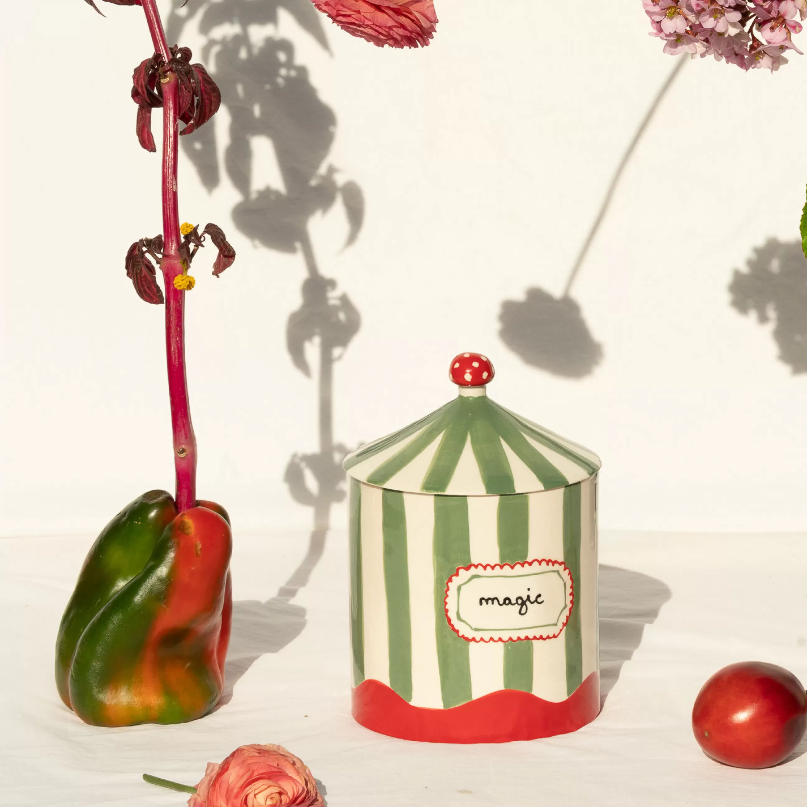 Boîtes Et Conservation>LAETITIA ROUGET Boite Magic Box Ceramique/ O 15 X H 22,5 Cm - Peint A La Main - Vert