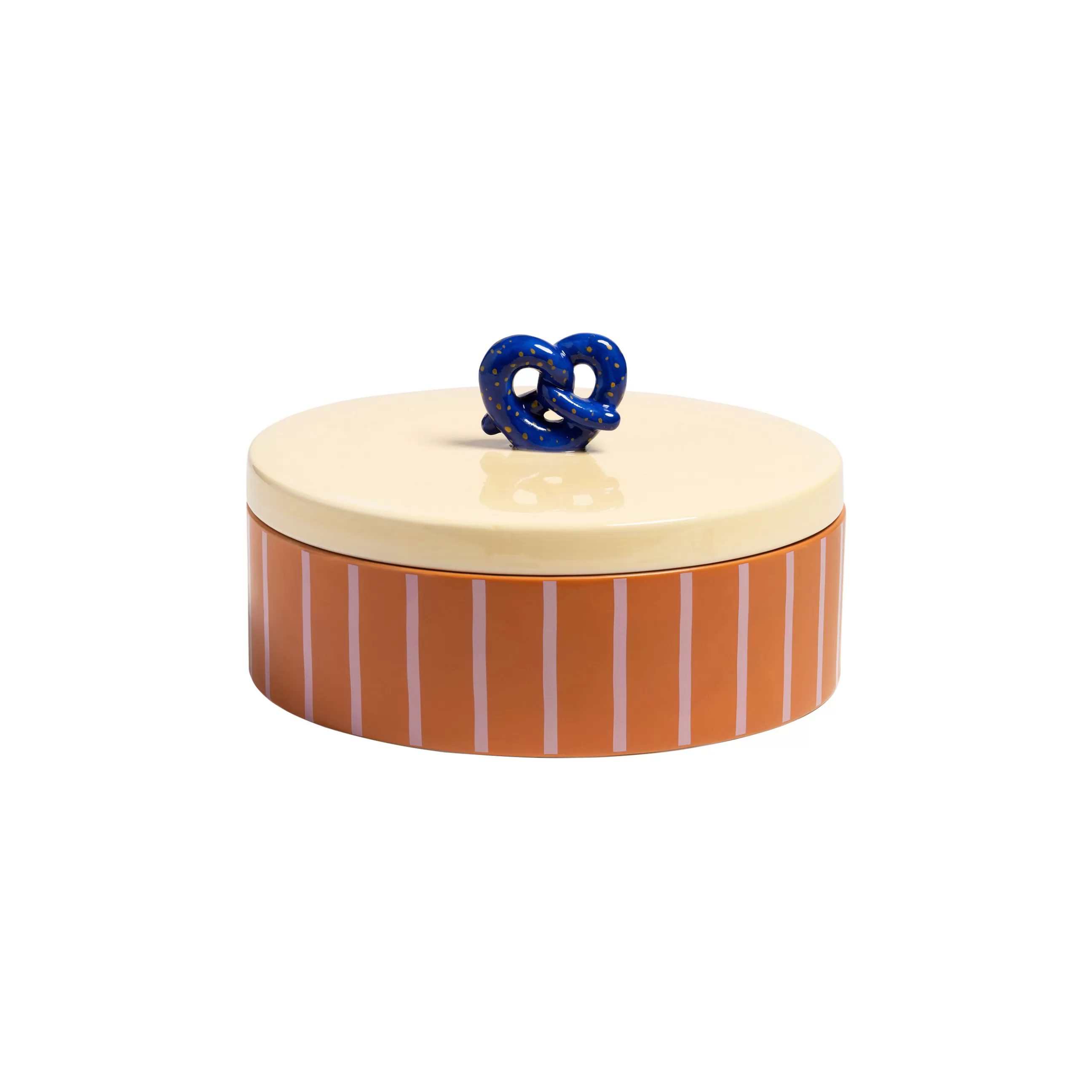 Boîtes Et Conservation>& klevering Boite Pretzel Ceramique Multicolore / O 23.5 X H 13,5 Cm - Ceramique - Bleu - Jaune Pale - Orange