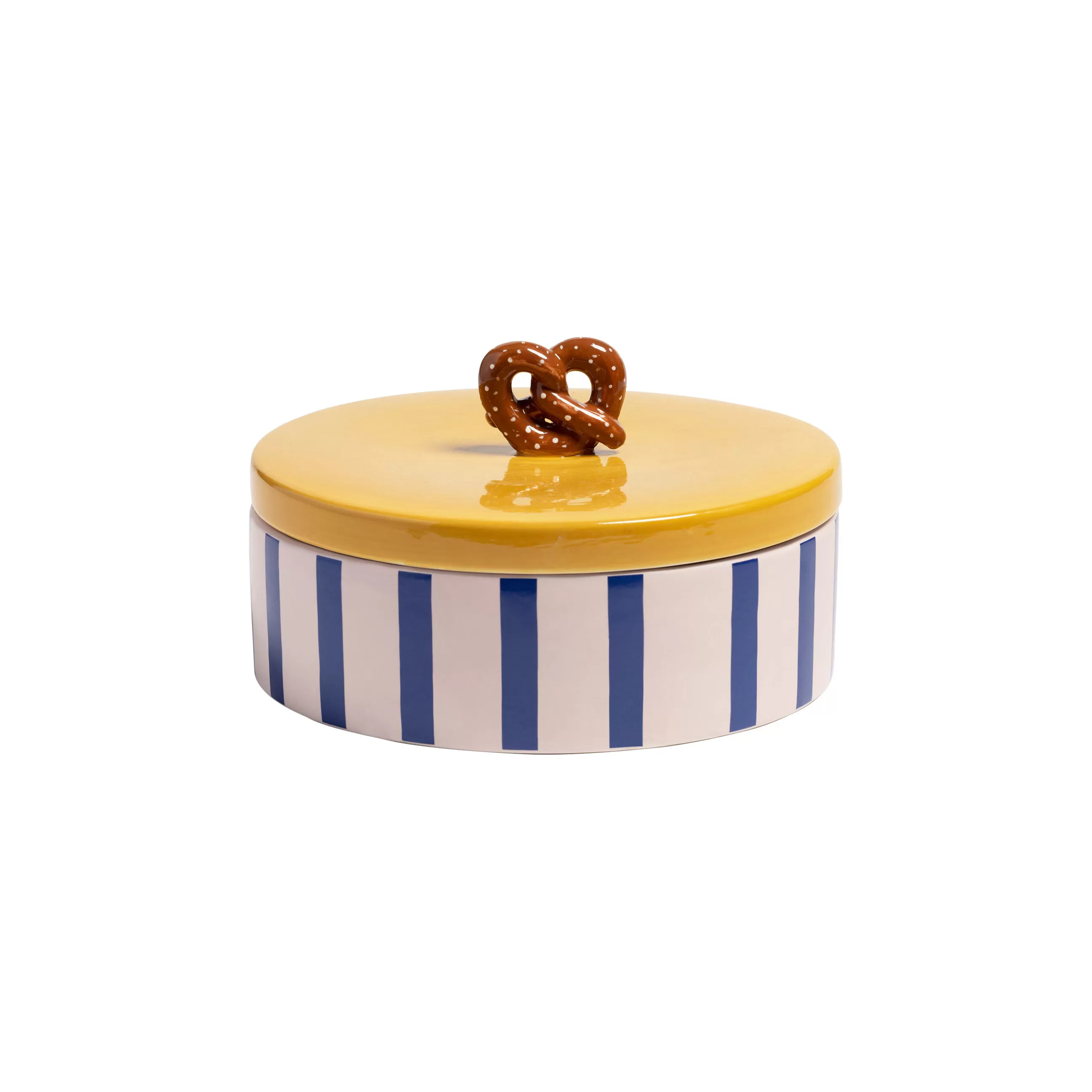 Boîtes Et Conservation>& klevering Boite Pretzel Ceramique Multicolore / O 23.5 X H 13,5 Cm - Ceramique - Bleu - Jaune