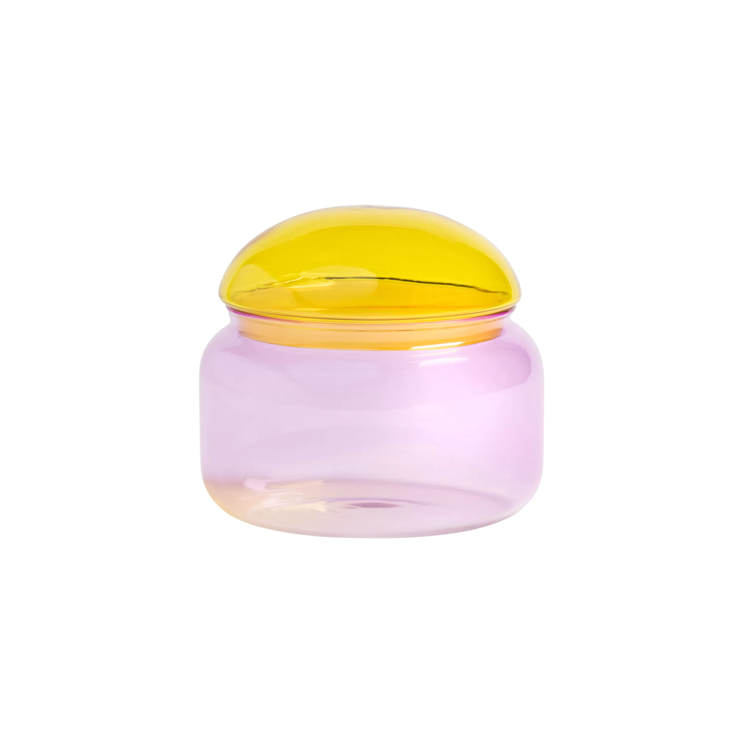 Boîtes Et Conservation>& klevering Boite Puffy Verre Multicolore / O 13.5 X H 12 Cm - Verre - Jaune - Rose