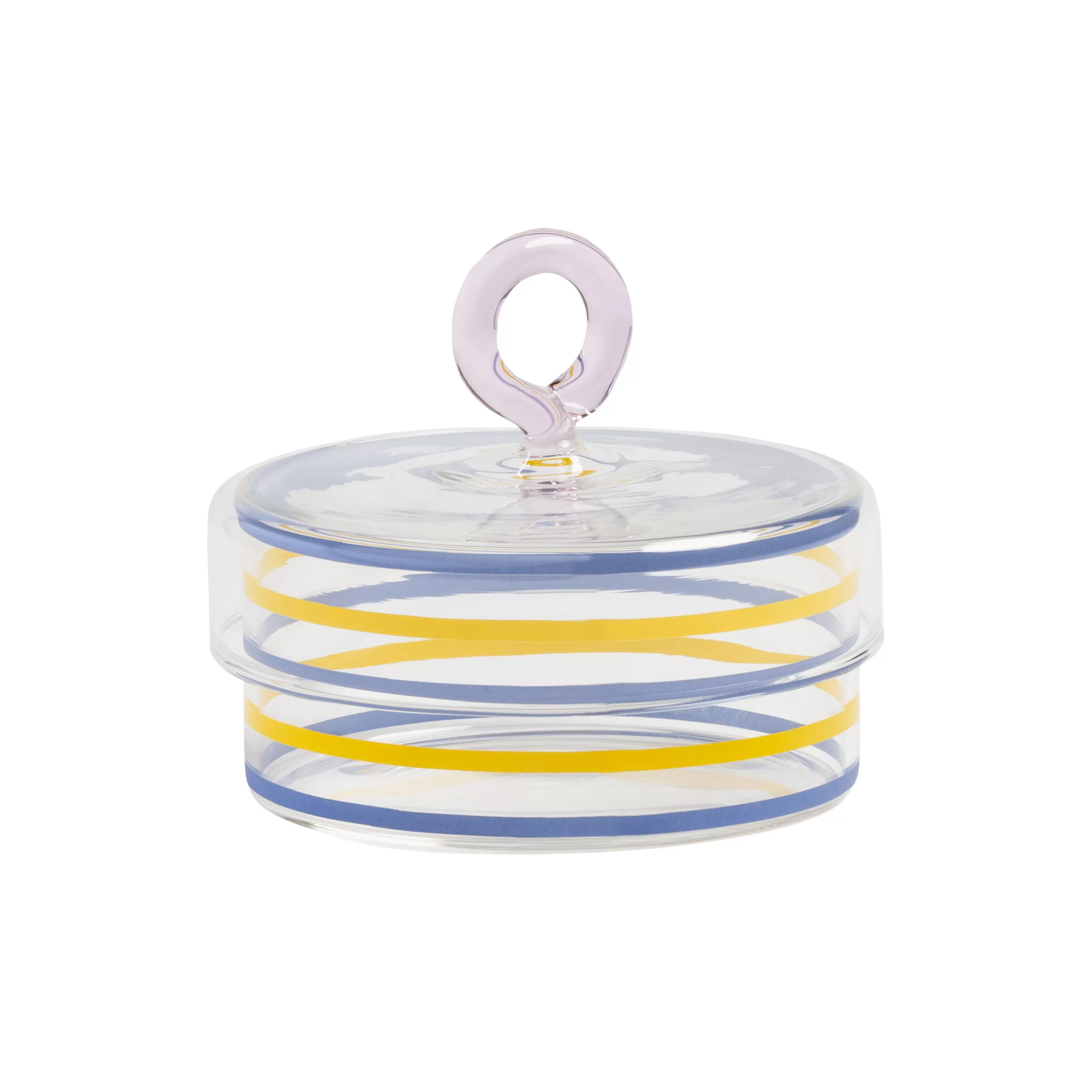 Boîtes Et Conservation>& klevering Boite Stripy Verre Multicolore / O 10 X H 10 Cm - Jaune - Lavande - Rose