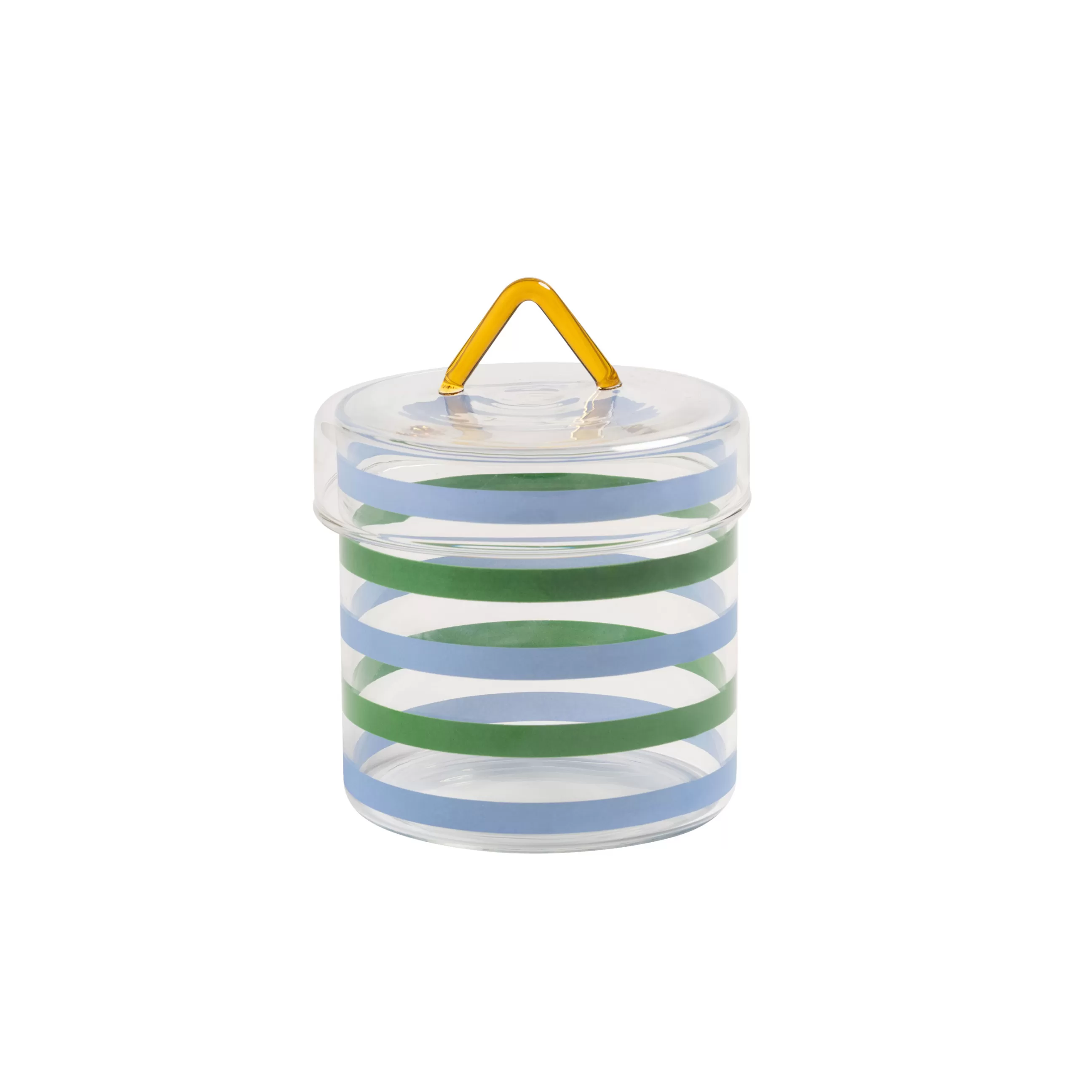 Boîtes Et Conservation>& klevering Boite Stripy Verre Multicolore / O 10 X H 13 Cm - Ambre - Bleu - Vert