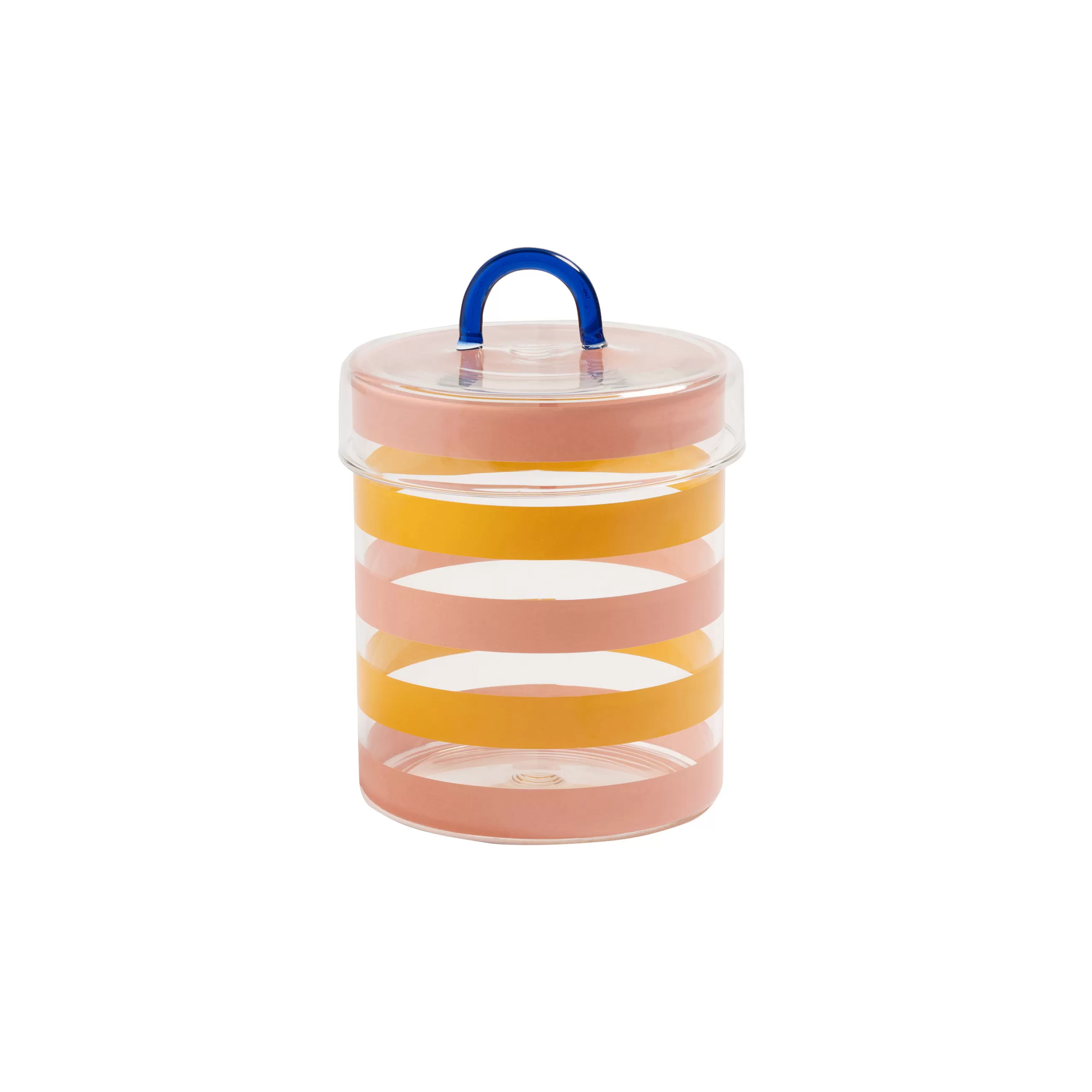 Boîtes Et Conservation>& klevering Boite Stripy Verre Multicolore / O 10 X H 15 Cm - Bleu - Jaune - Rose