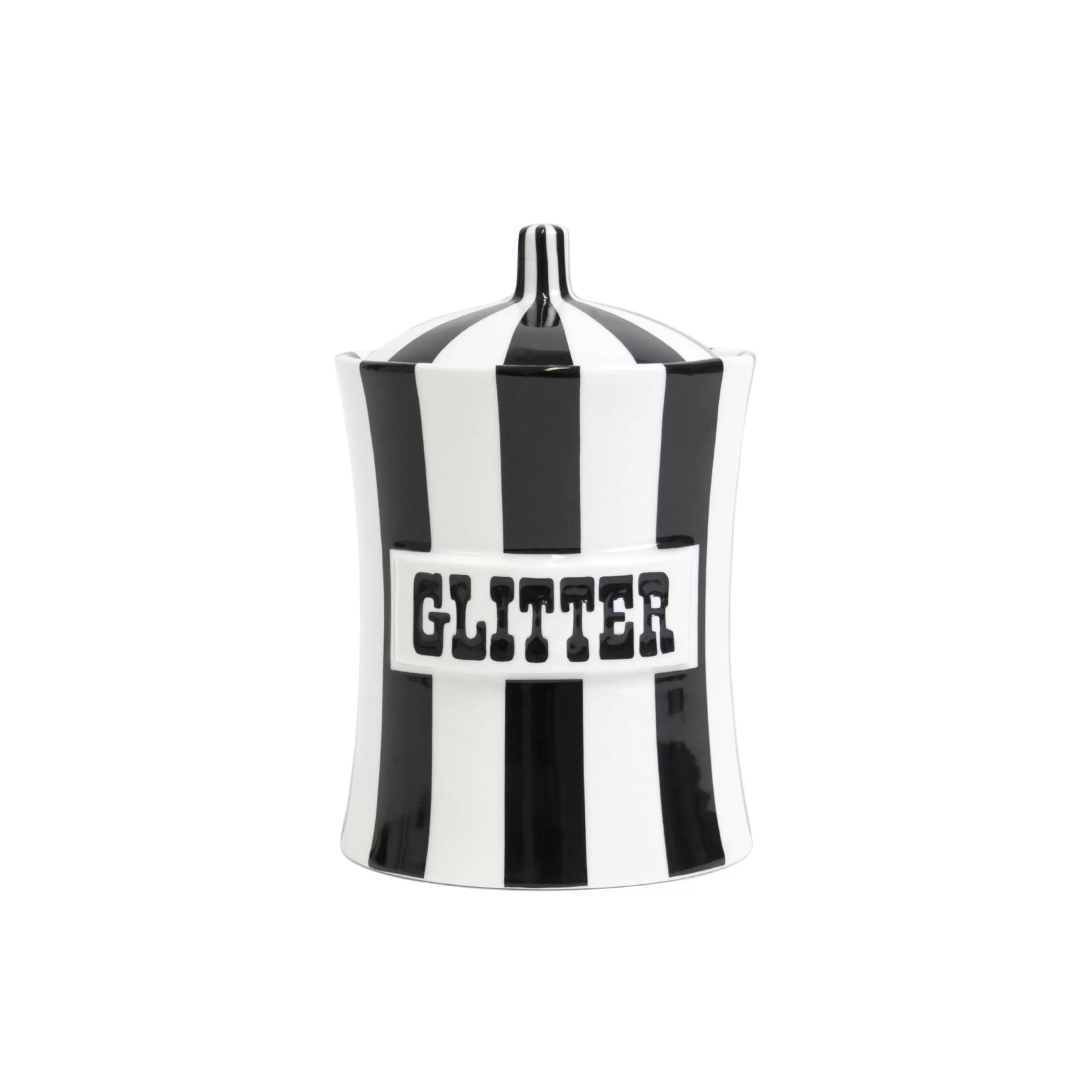 Boîtes Et Conservation>Jonathan Adler Boite Vice - Glitter Ceramique Noir / Porcelaine - O 10 X H 15 Cm - Blanc - Noir