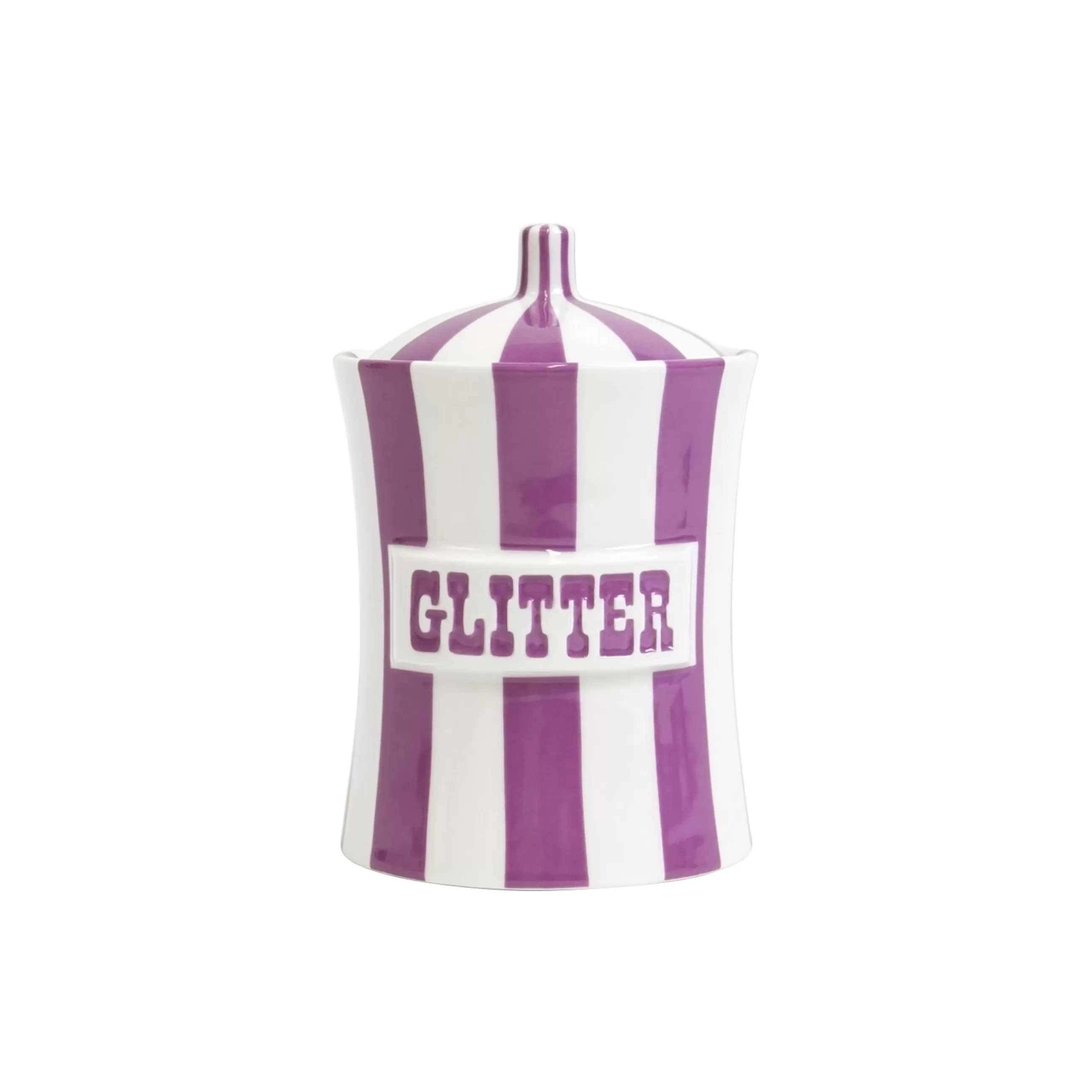 Boîtes Et Conservation>Jonathan Adler Boite Vice - Glitter Ceramique Violet / Porcelaine - O 10 X H 15 Cm - Blanc - Violet
