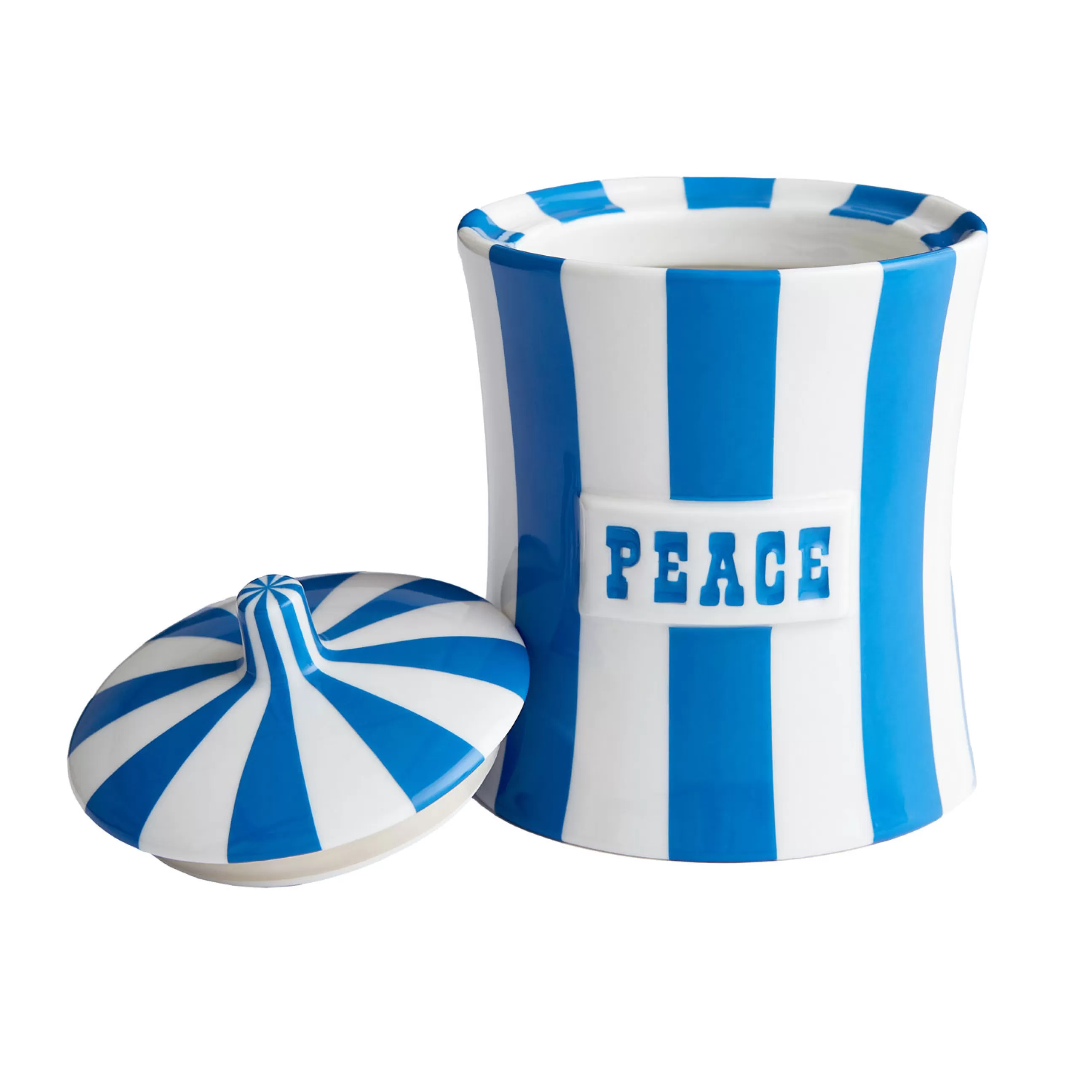 Boîtes Et Conservation>Jonathan Adler Boite Vice - Peace Ceramique Bleu / Porcelaine - O 13 X H 17 Cm - Blanc - Bleu