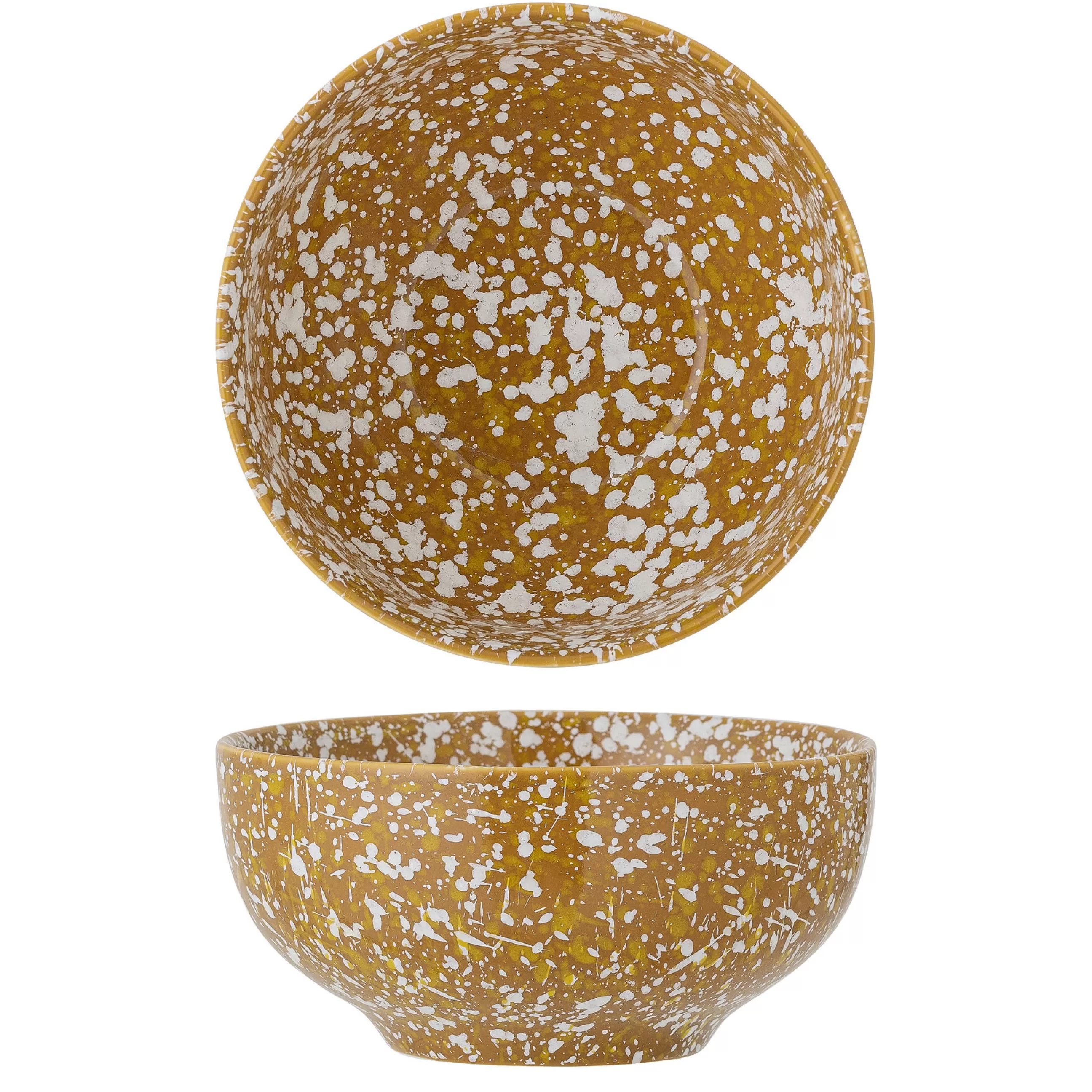 Saladiers Coupes Et Bols>Bloomingville Bol Carmel Ceramique Jaune Marron / Gres - O 15,5 X H 8 Cm - Blanc - Ocre