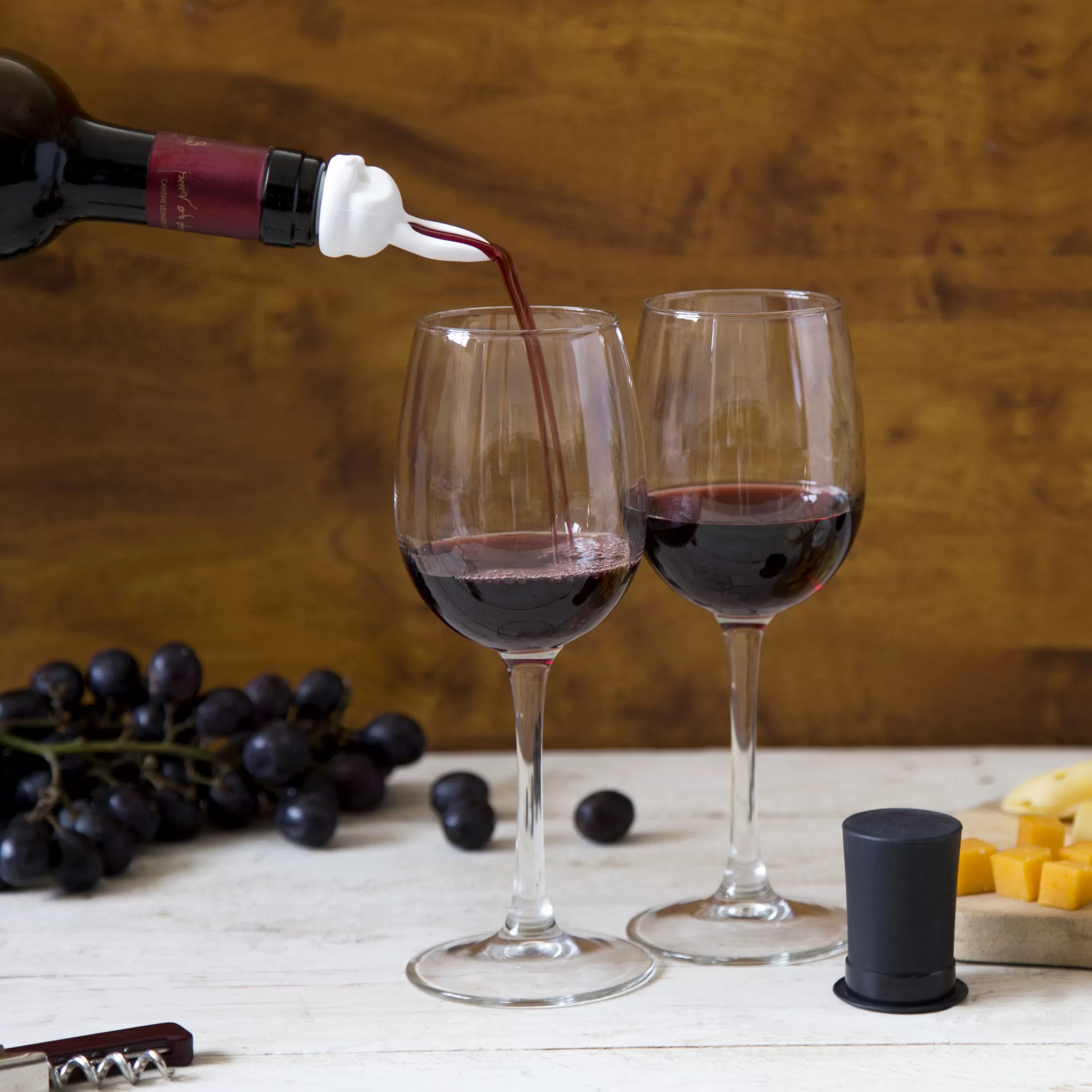 Autour Du Vin>Pa Design Bouchon Barney Plastique Blanc Noir / Bec Verseur Double - Blanc - Noir