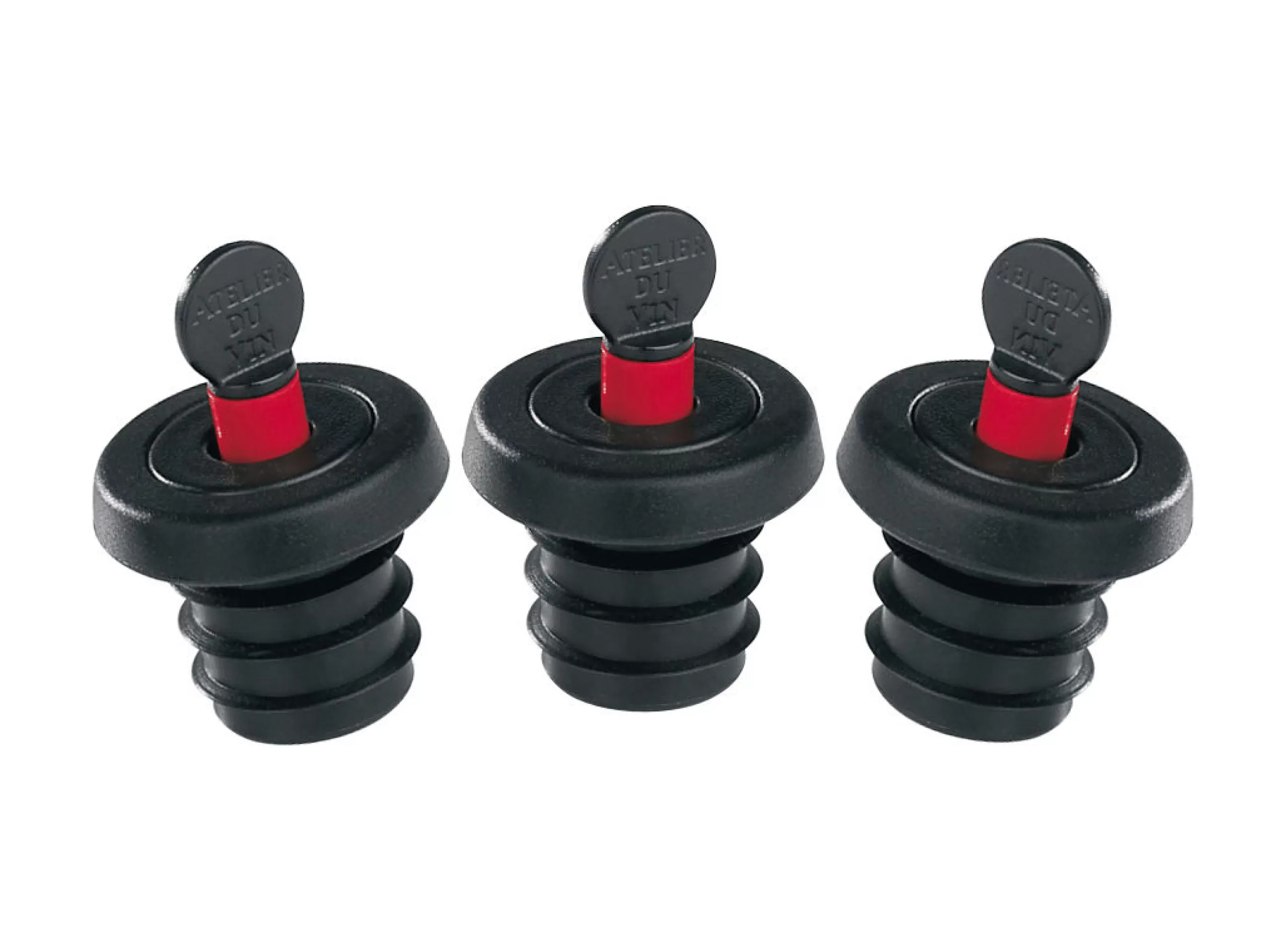 Autour Du Vin>L'Atelier du Vin Bouchon On/Off Plastique Rouge Noir Lot De 3 - Noir - Rouge