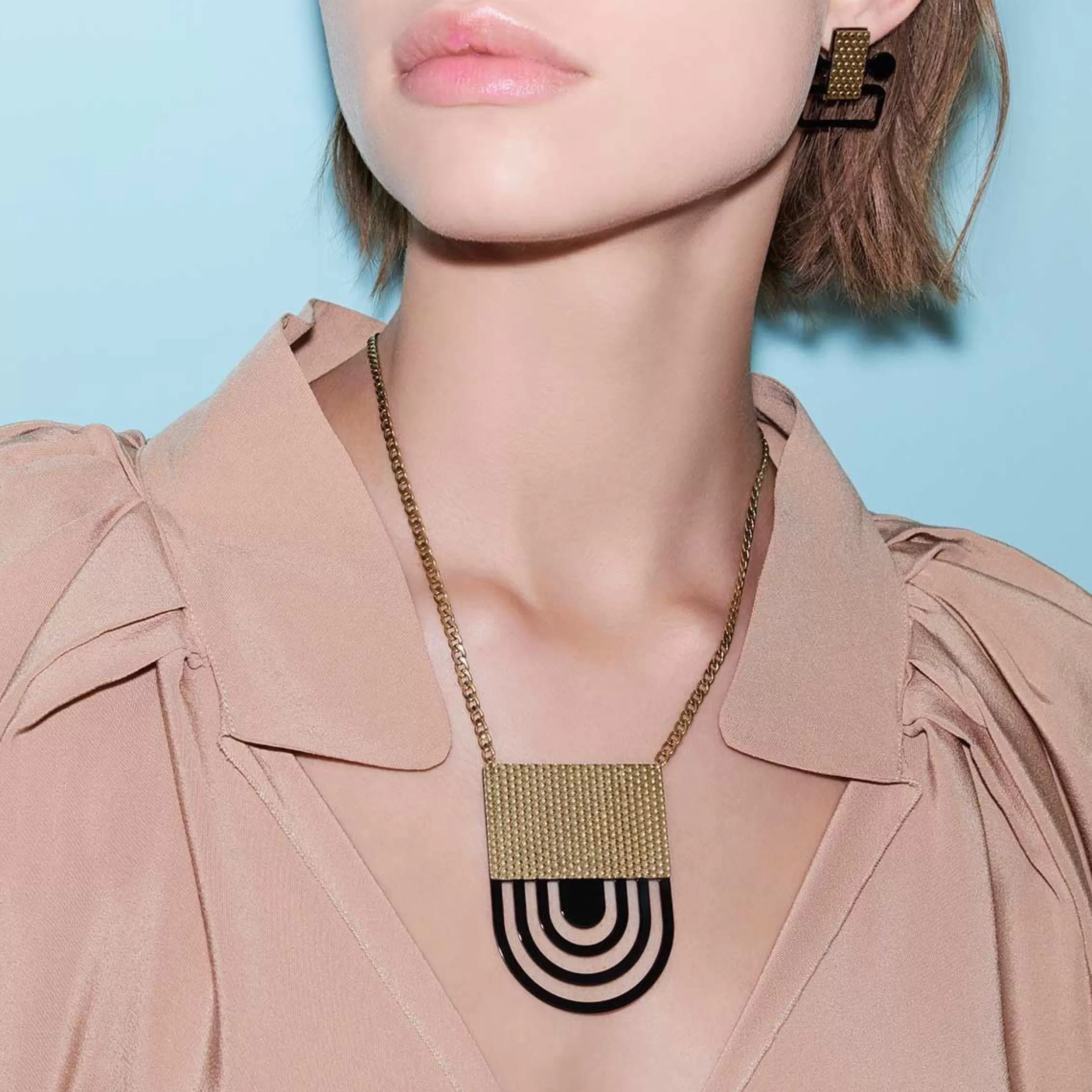 Bijoux Porte Cles>Alessi Boucles D'Oreilles Venusia - Edone Noir Or Metal - Noir - Or