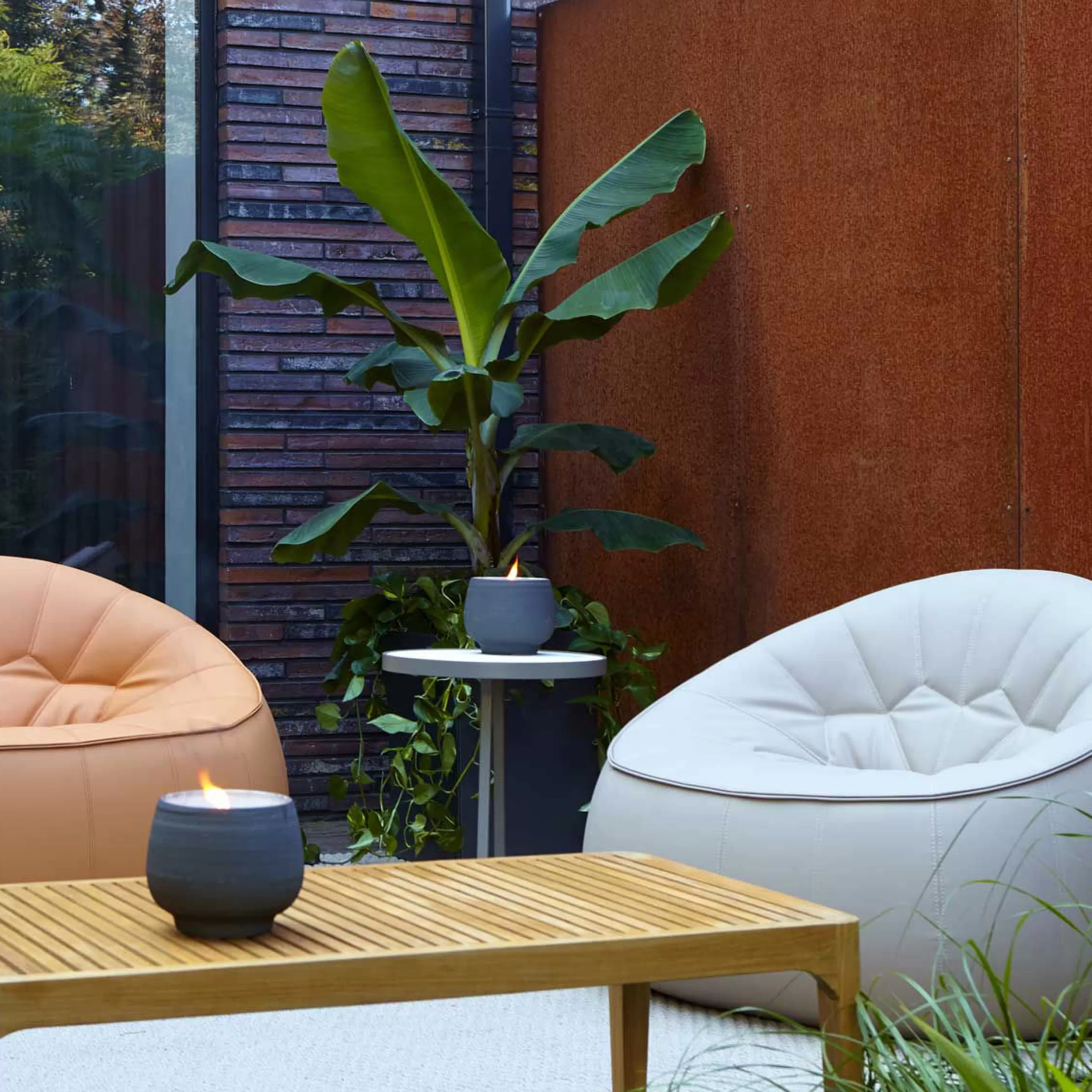 Déco Et Accessoires De Jardin>Cinna Bougie Citronnelle Coal Outdoor Ceramique Gris / Gres - O 17 X H 14 Cm - Gris Anthracite