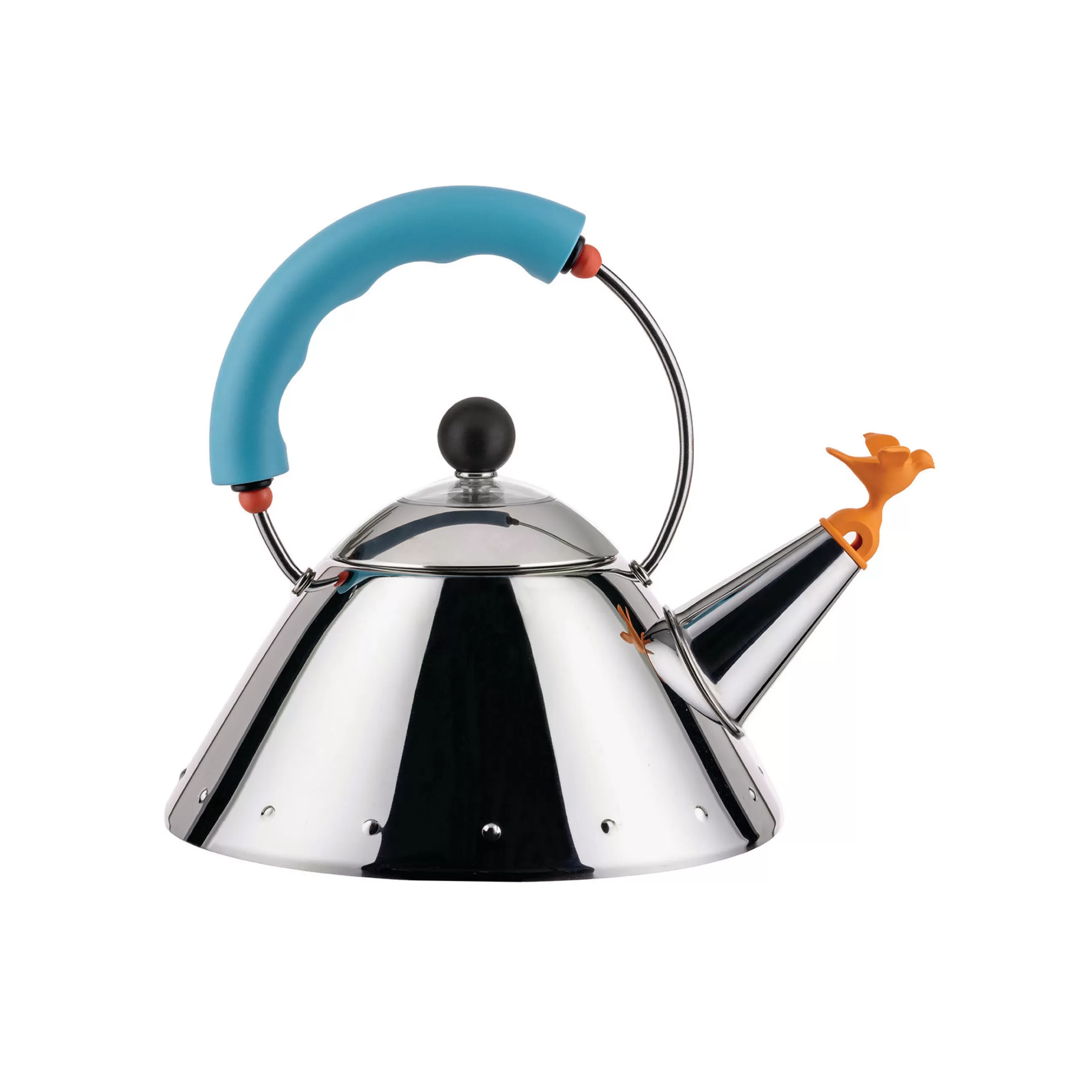 Theieres Et Bouilloires>Alessi Bouilloire 9093 - Oisillon Mini Metal Bleu / Michael Graves, 1986 - 1 Litre /Induction - Bleu - Orange