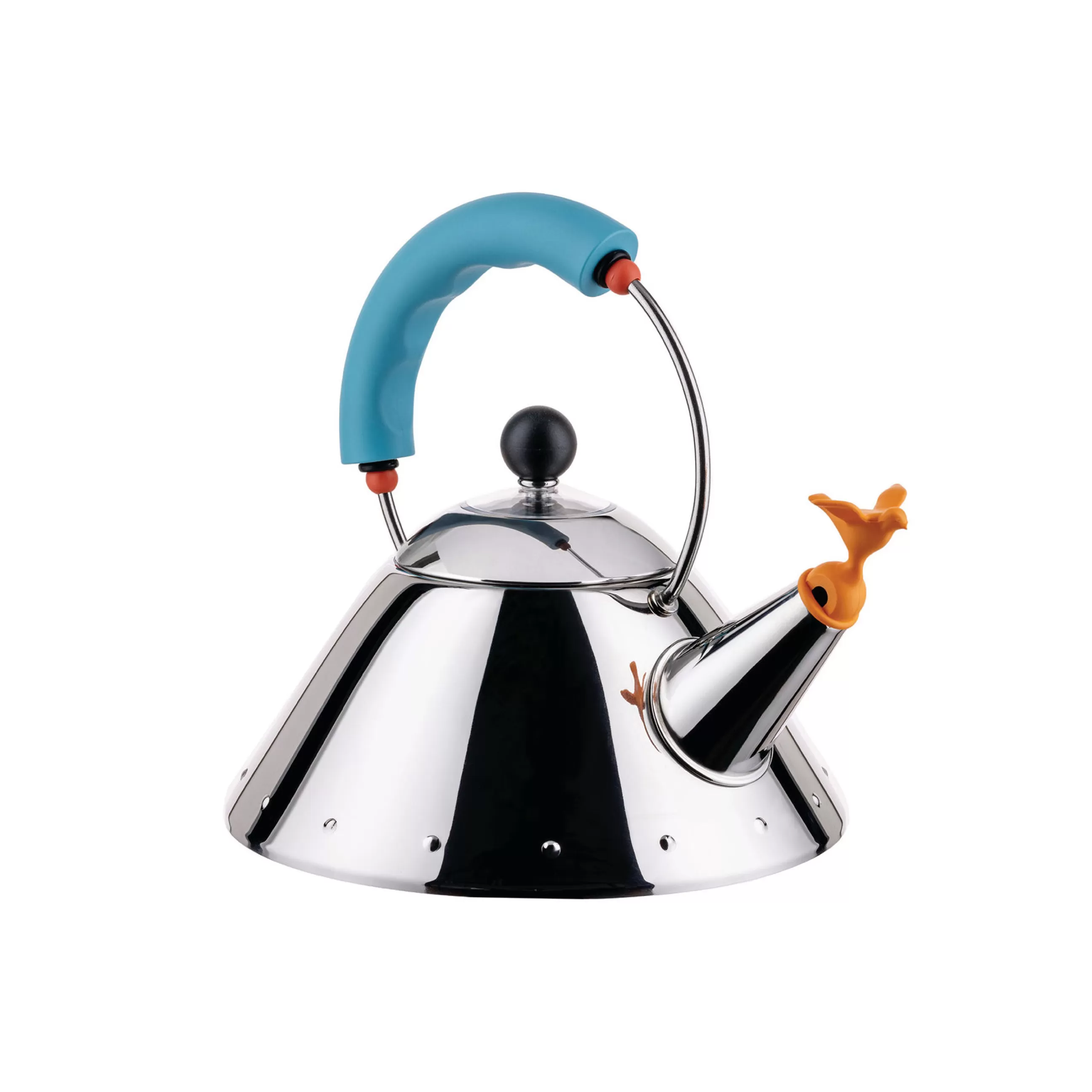 Theieres Et Bouilloires>Alessi Bouilloire 9093 - Oisillon Mini Metal Bleu / Michael Graves, 1986 - 1 Litre /Induction - Bleu - Orange