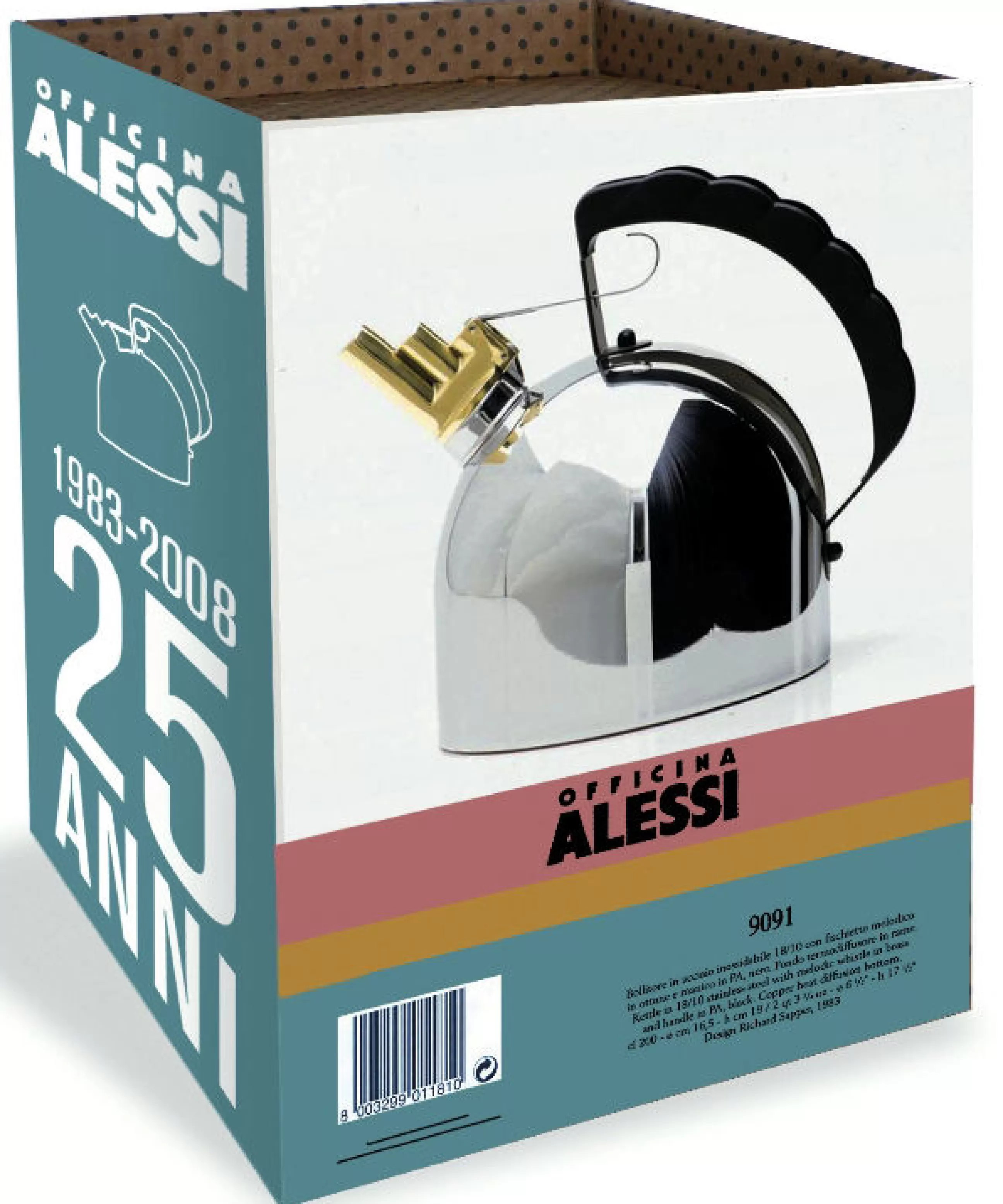 Theieres Et Bouilloires>Alessi Bouilloire  Metal Version- Chrome - Noir