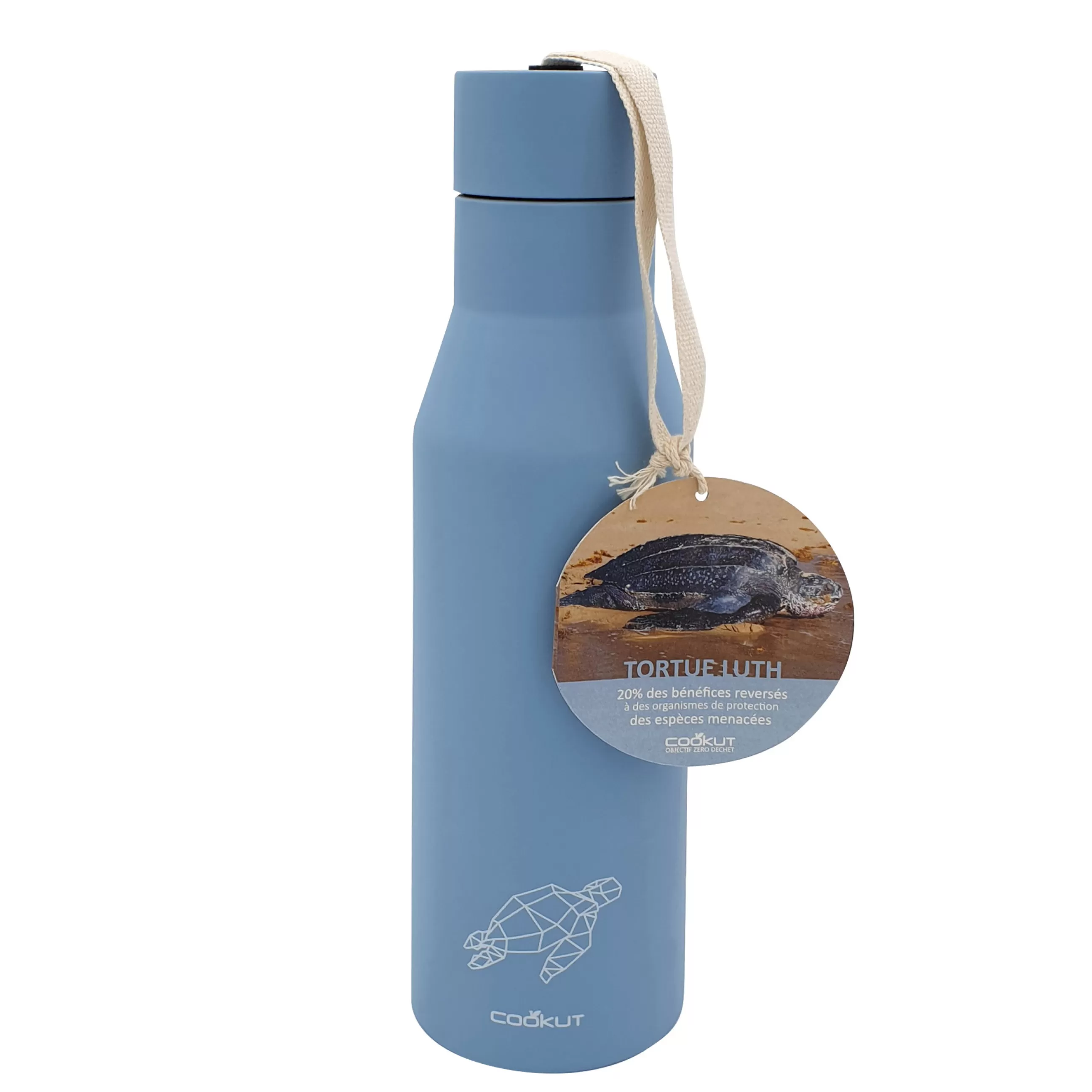 Gourdes Et Thermos>Cookut Bouteille Isotherme Tortue Luth Metal Bleu / 0,5 L - Protection Des Especes Menacees - Bleu Clair