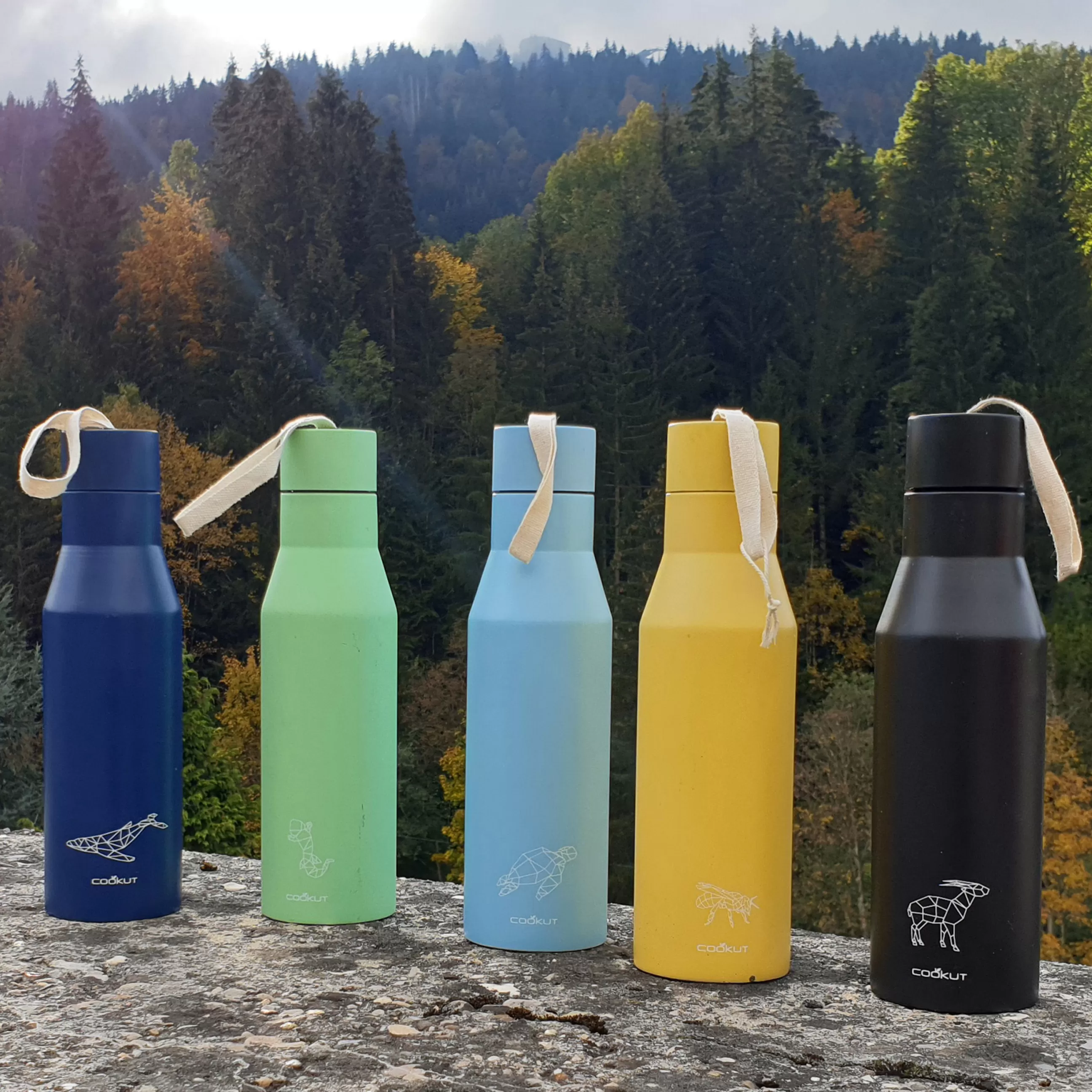 Gourdes Et Thermos>Cookut Bouteille Isotherme Tortue Luth Metal Bleu / 0,5 L - Protection Des Especes Menacees - Bleu Clair