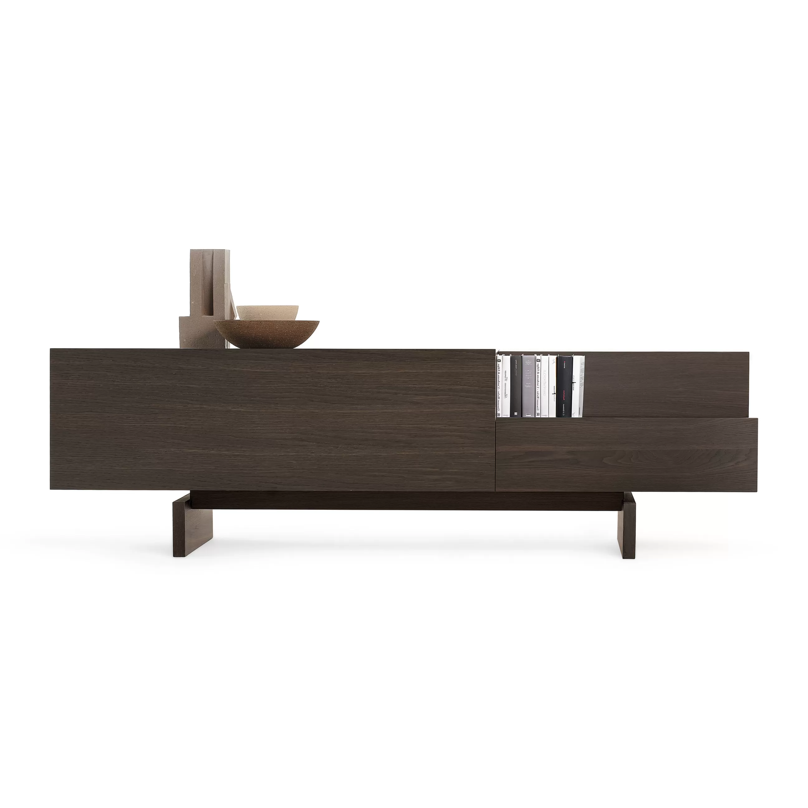 Commodes Buffets Armoires>Mogg Buffet Ella Bois Naturel / Chene Thermo-Traite - L 120Cm - Ouverture Droite - Bois Fonce