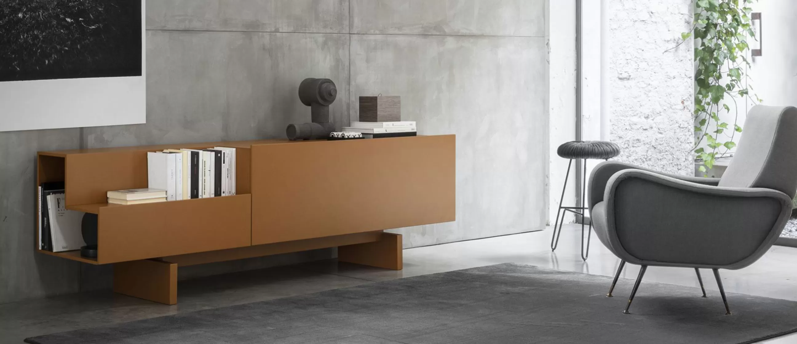 Commodes Buffets Armoires>Mogg Buffet Ella Bois Naturel / Chene Thermo-Traite - L 120Cm - Ouverture Droite - Bois Fonce