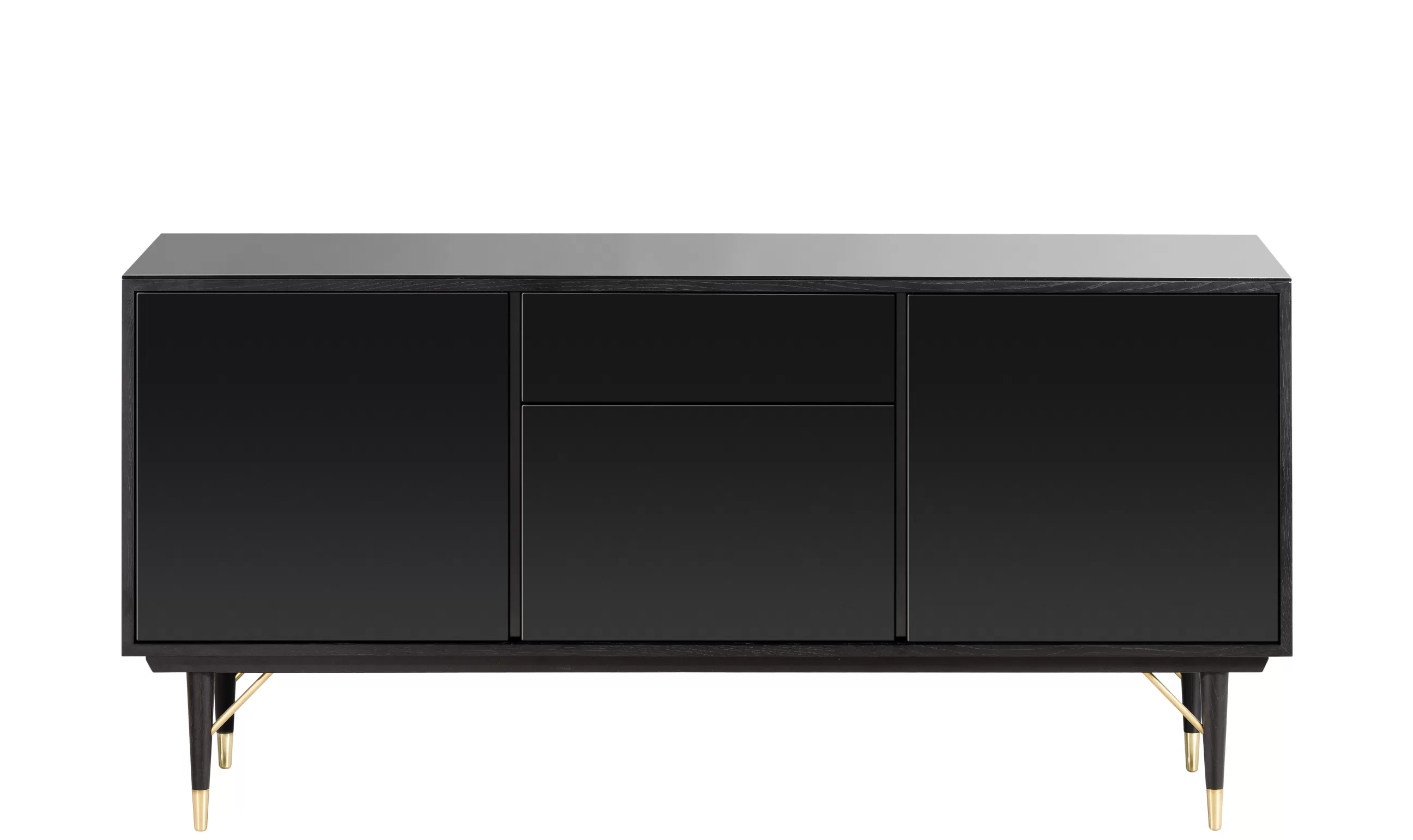 Meubles Tv>RED Edition Buffet Enfilade Miroir Verre Bois/ Laque - L 159 X H 79 Cm - Laiton - Noir