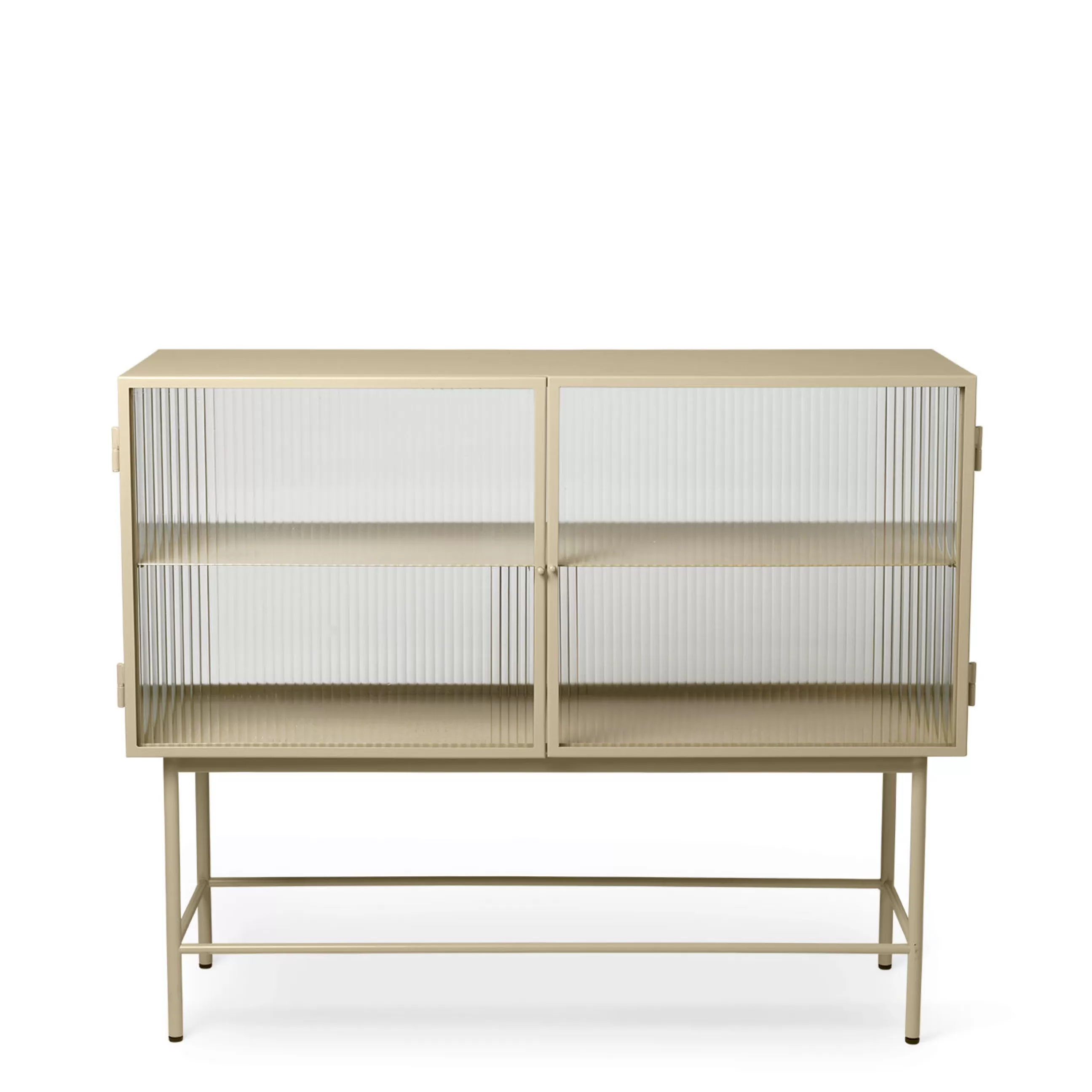 Commodes Buffets Armoires>Ferm Living Buffet Haze Metal Verre Beige / L 110 X H 90 Cm / 2 Portes Verre Cannele - Beige Cachemire - Translucide