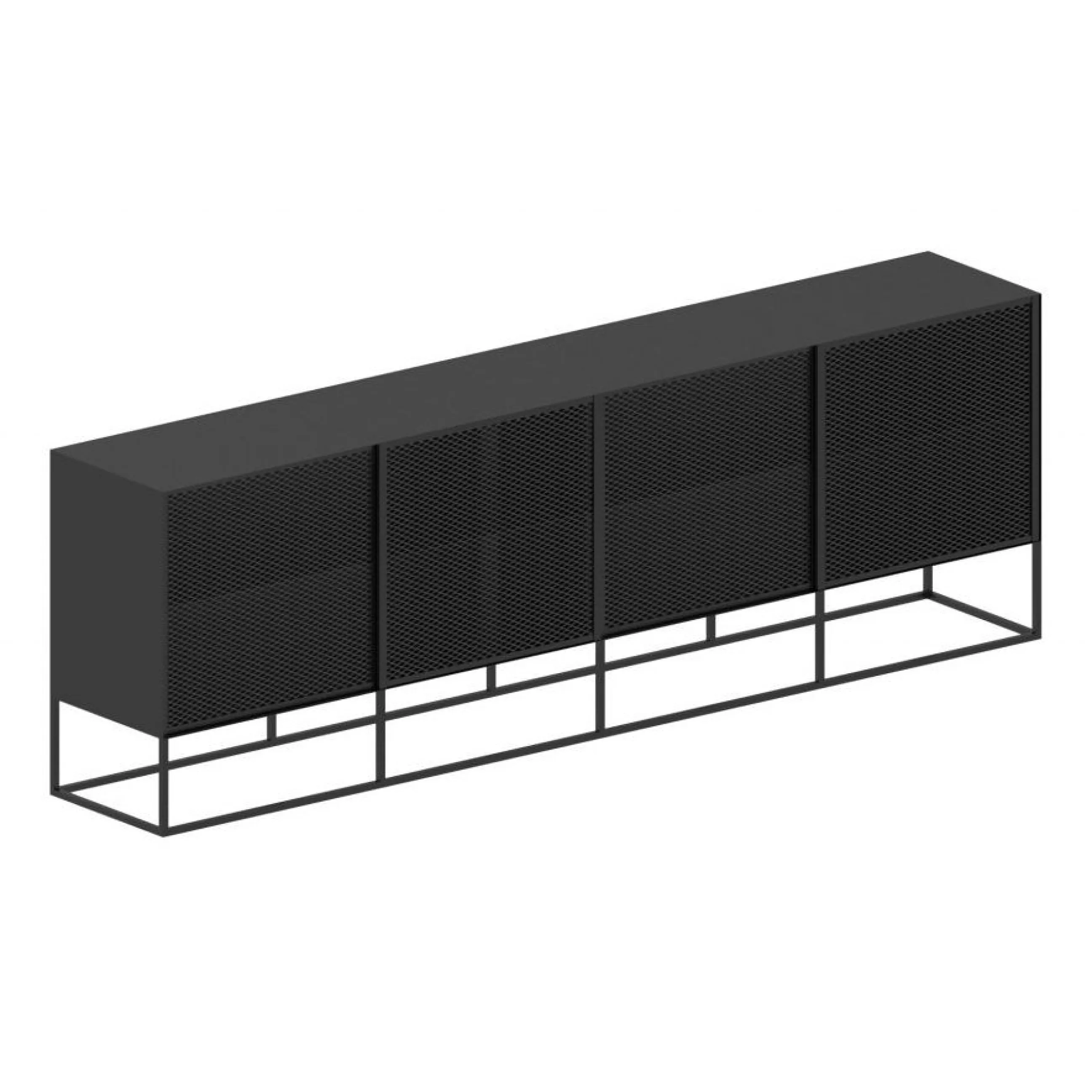 Commodes Buffets Armoires>Zeus Buffet Isotta Metal Noir / L 182 X H 80 Cm - Perfore - Noir Cuivre