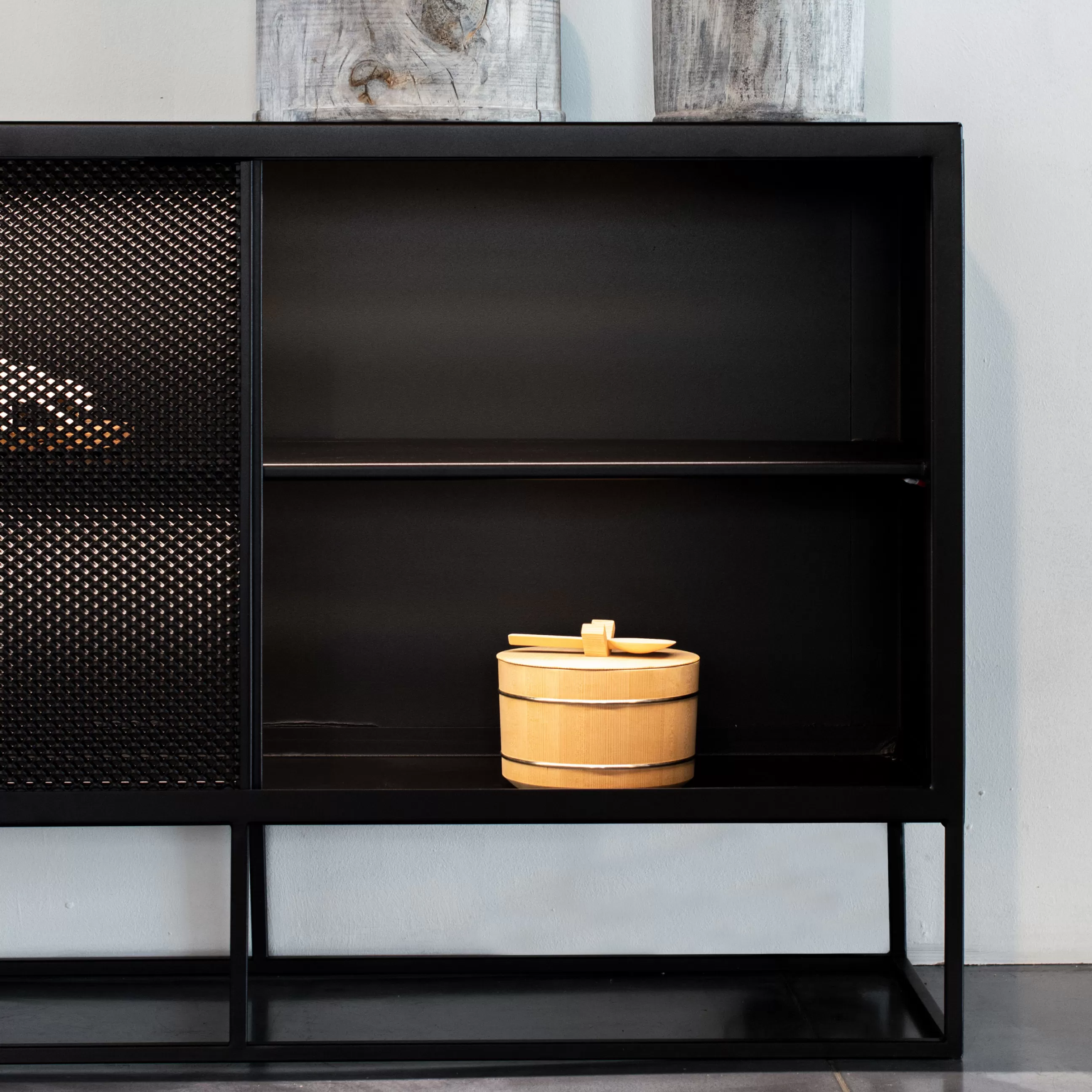 Commodes Buffets Armoires>Zeus Buffet Isotta Metal Noir / L 182 X H 80 Cm - Perfore - Noir Cuivre