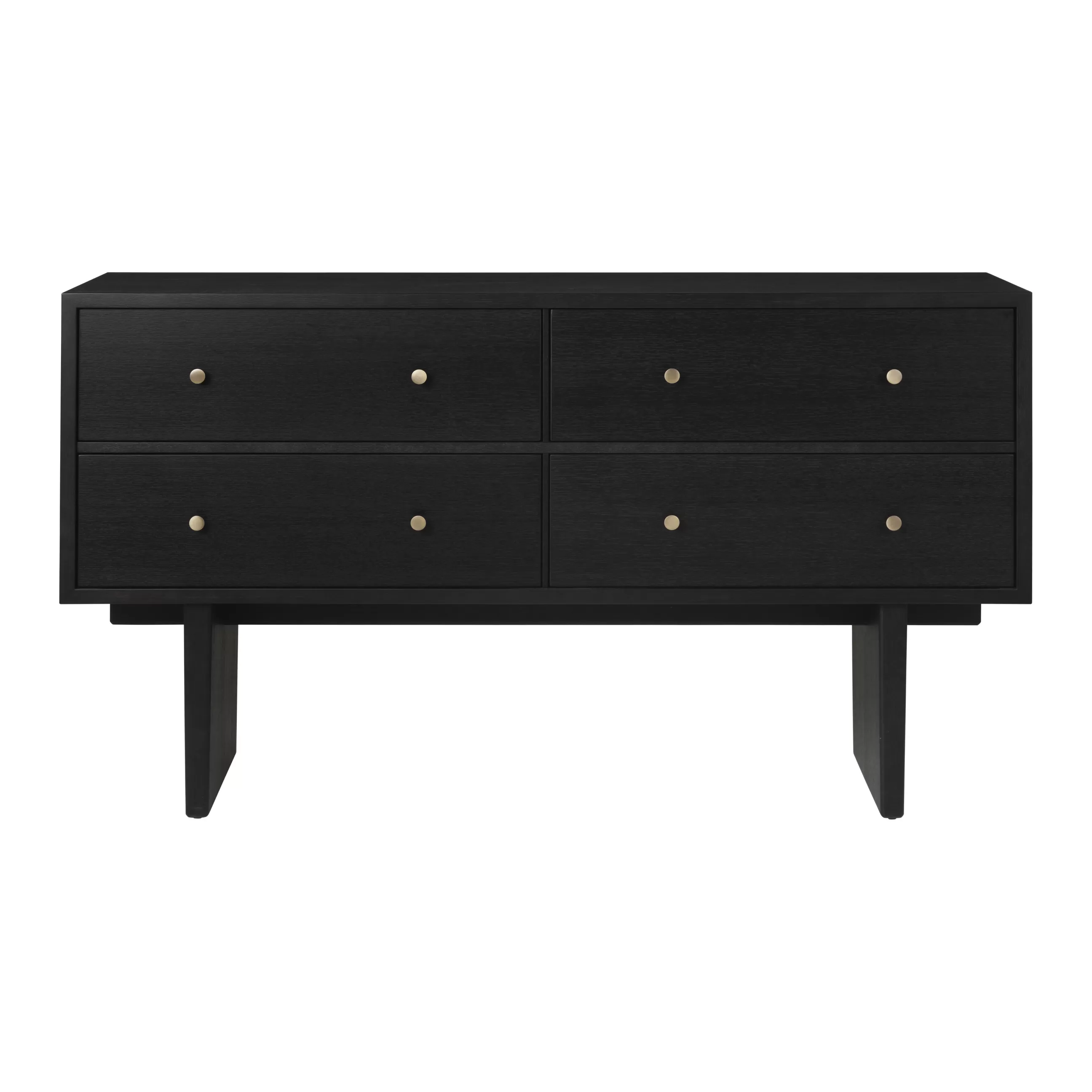 Commodes Buffets Armoires>Gubi Buffet Private Bois Noir / L 160 Cm - 4 Tiroirs - Laiton - Marron-Noir