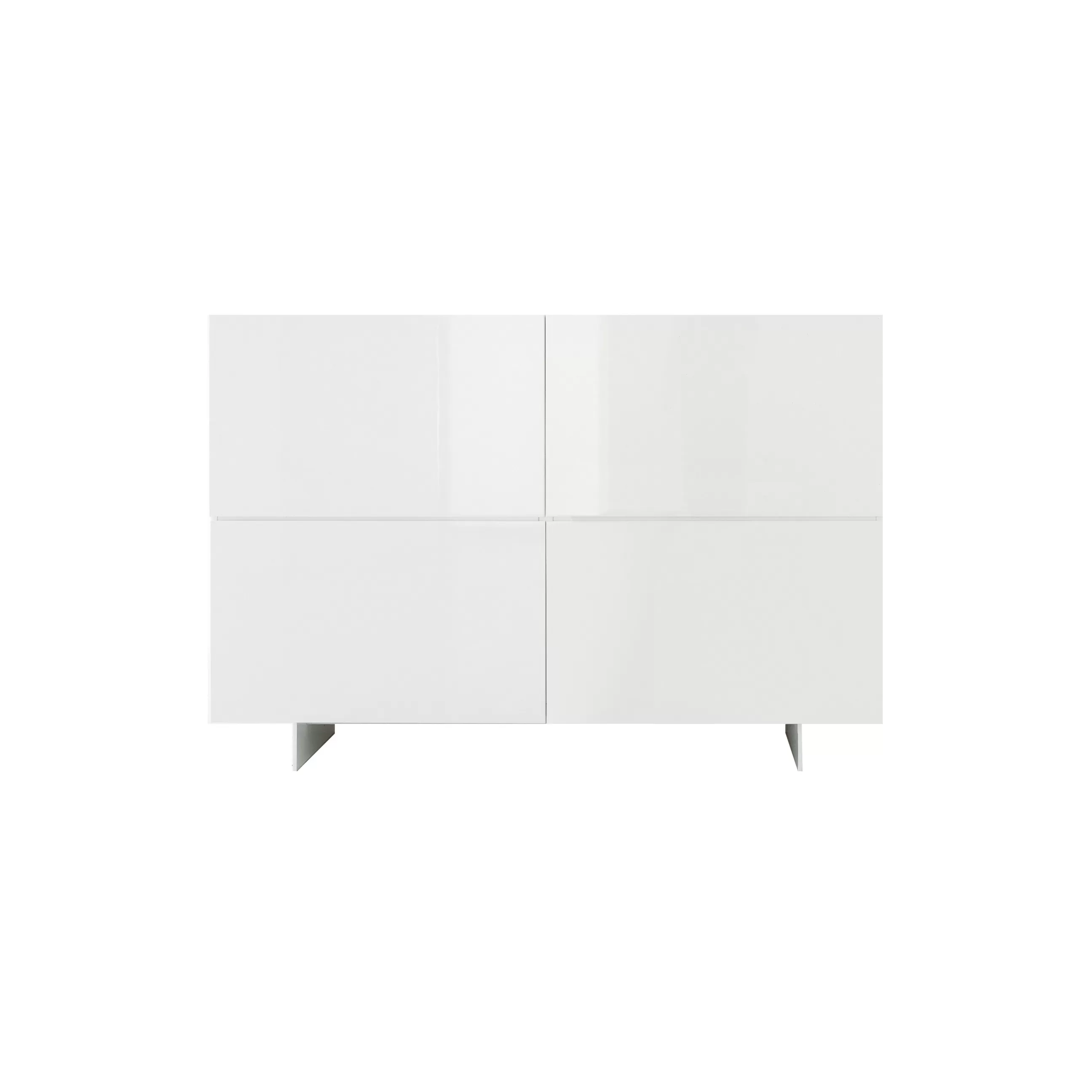 Commodes Buffets Armoires>Cappellini Buffet Uni Metal Bois / 4 Portes - L 180 X H 122 Cm - Blanc