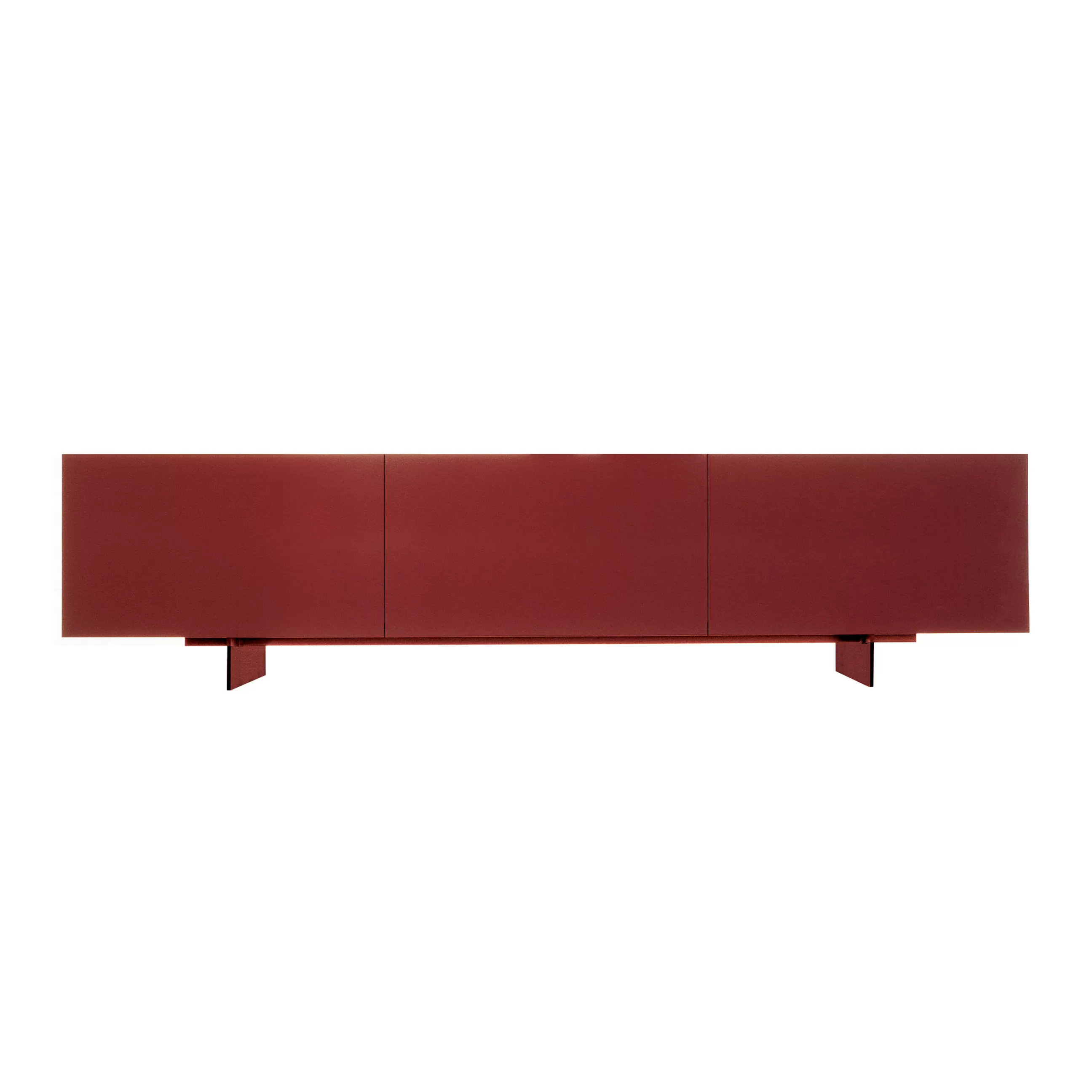 Commodes Buffets Armoires>Cappellini Buffet Uni Metal Bois Rouge Violet / 3 Portes - L 270 X H 67 Cm - Bordeaux