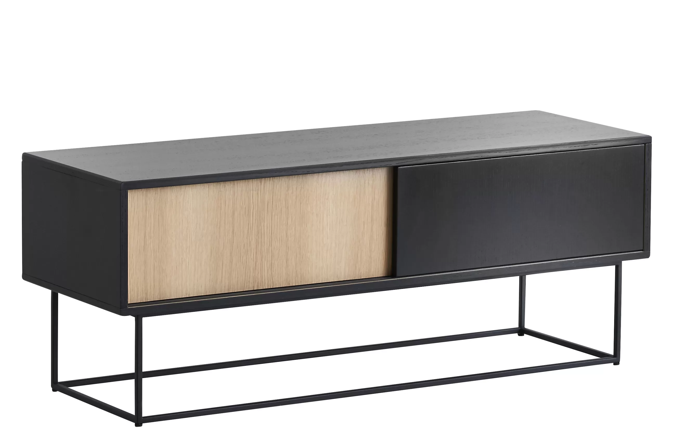 Meubles Tv>Woud Buffet Virka Low Noir Bois Naturel / Meuble Tv - L 120 X H 47 Cm - Bois Naturel - Noir