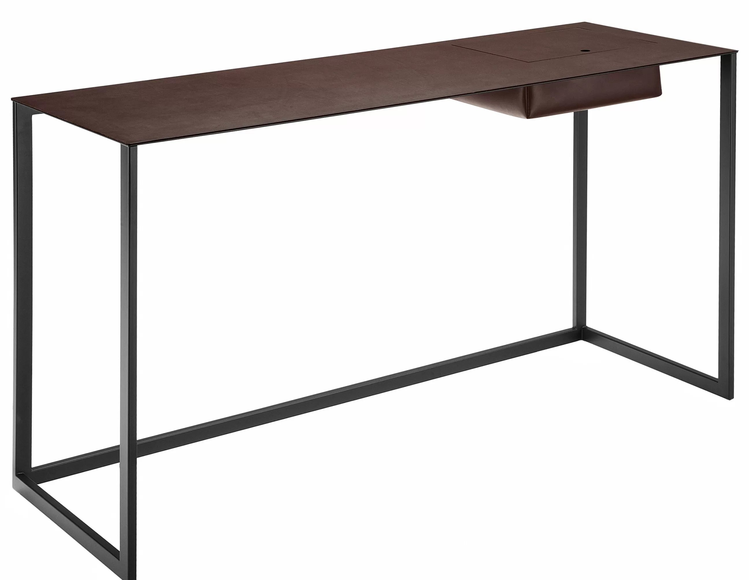 Consoles>Zanotta Bureau Calamo Cuir Marron / Console - Cuir Sellier - L 130 Cm - Graphite - Marron