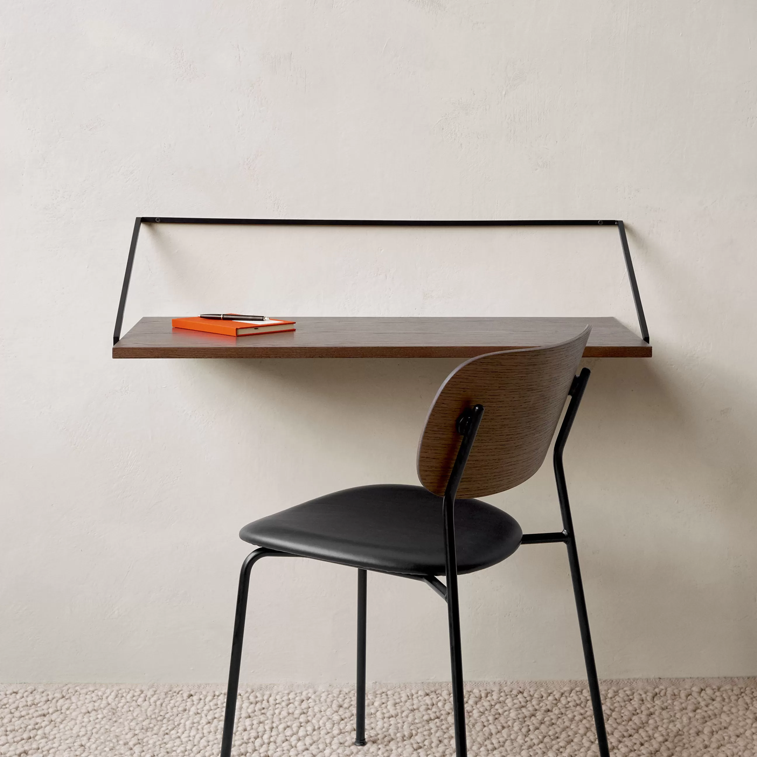 Consoles>Menu Bureau Rail Bois Naturel / Console - L 92 X Prof. 45 Cm - Chene Fonce - Noir