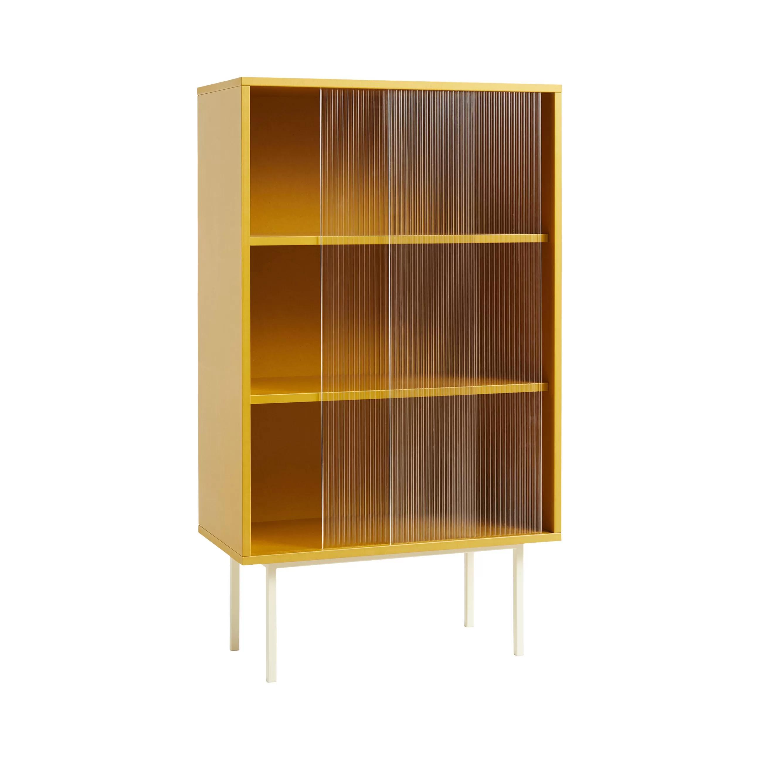 Commodes Buffets Armoires>Hay Cabinet Colour Cabinet Tall Bois/ L 75 X H 130 Cm - Portes Verre Strie - Jaune