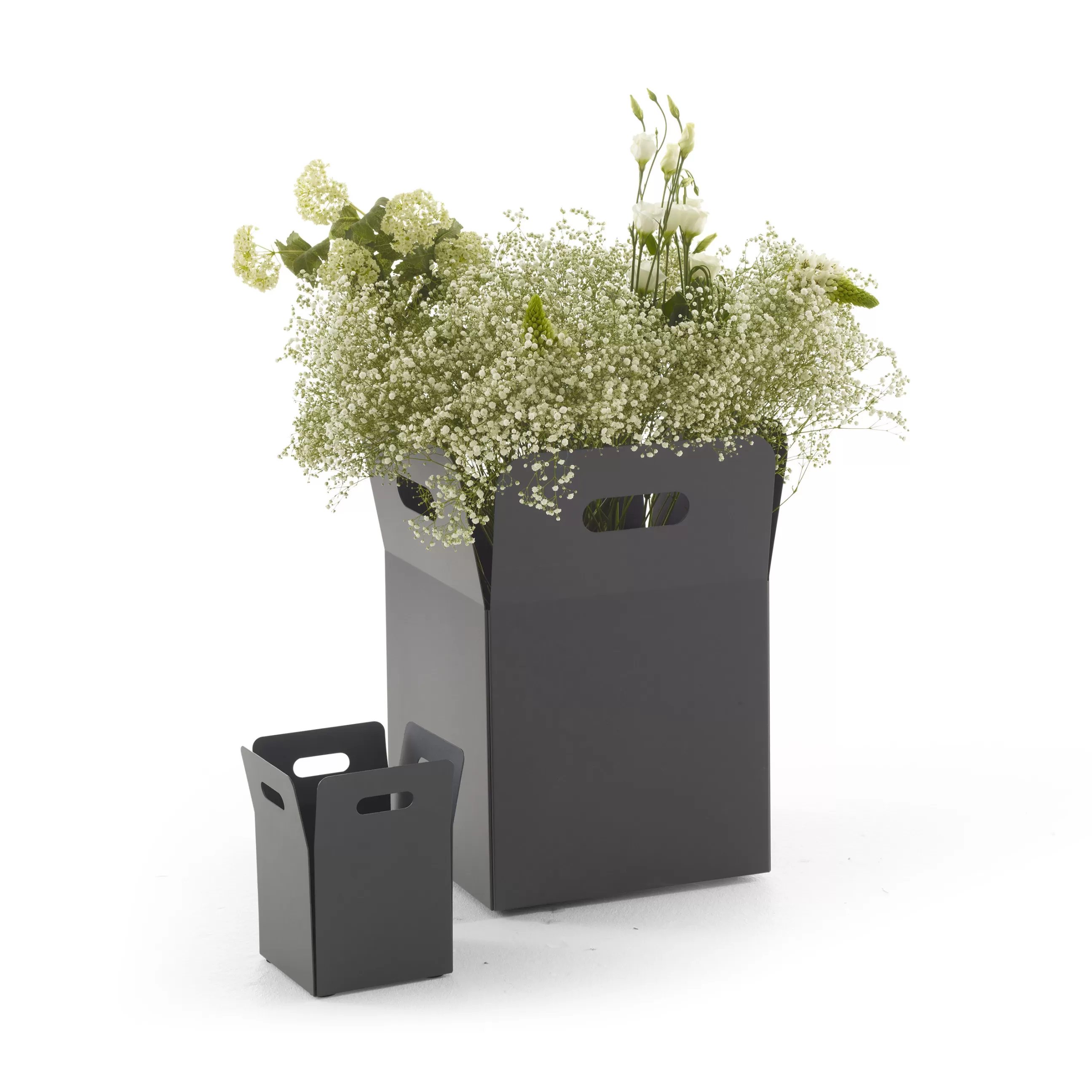 Pots Et Plantes>Cinna Cache-Pot Giardinetto Medium Metal Gris Noir / 43 X 43 X H 55 Cm - Acier - Anthracite Irise