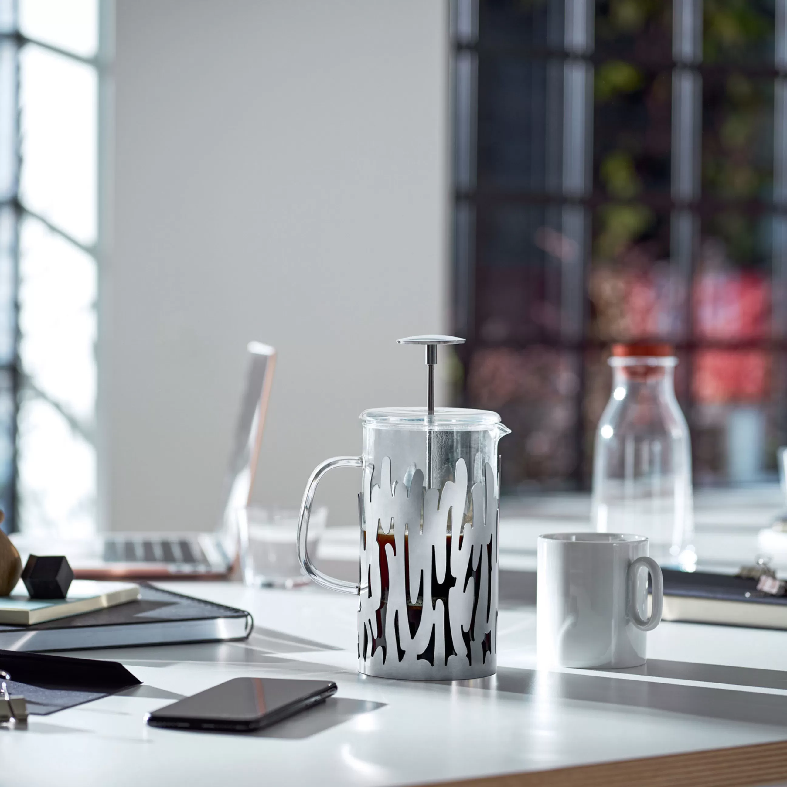 Cafetières>Alessi Cafetiere A Piston Barkoffee Verre Metal / 8 Tasses - Pour Cafe, The, Tisane - Acier - Transparent