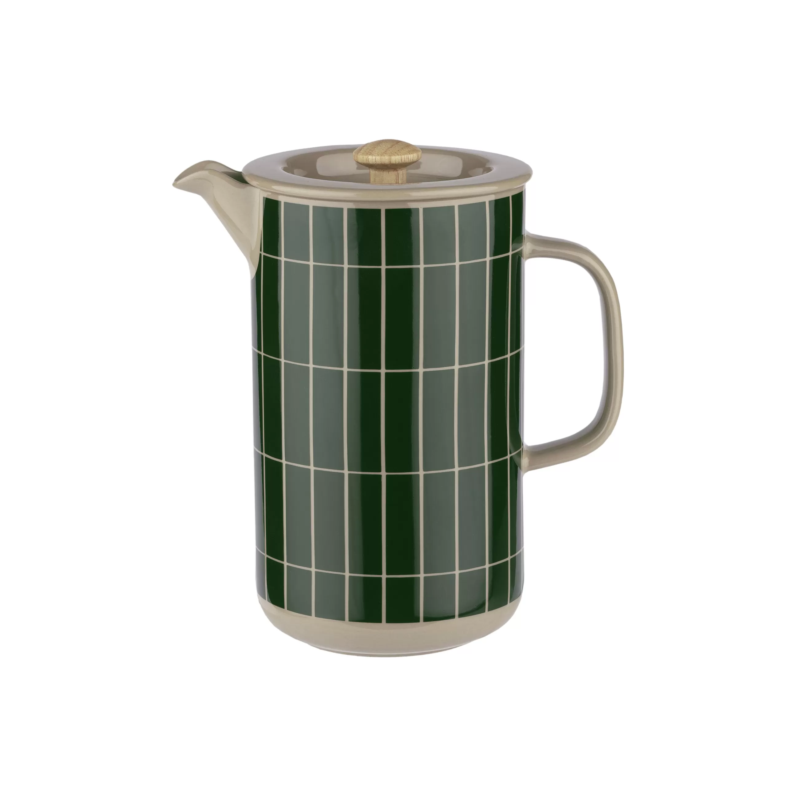 Cafetières>Marimekko Cafetiere A Piston Tiiliskivi Ceramique Vert / 6 Tasses - 90 Cl - Bois Naturel - Terre - Vert Fonce